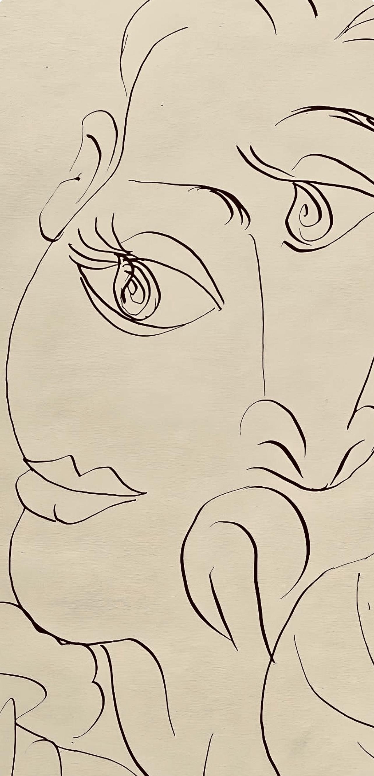 Picasso, Composition, Carnet de dessins de Picasso, Cahiers d'Art (d'après) - Beige Figurative Print par Pablo Picasso