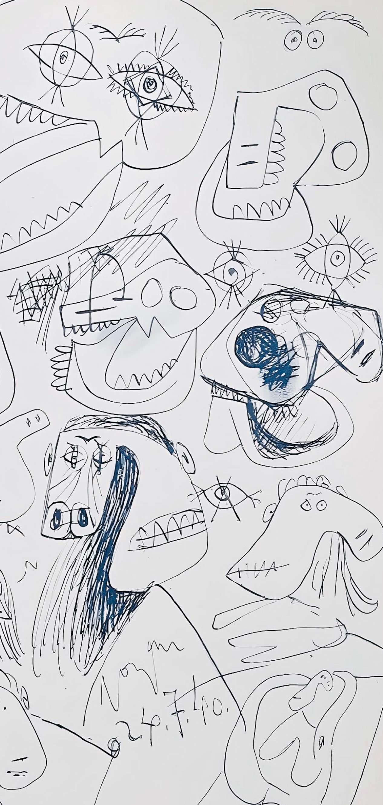 Picasso, Composition, Carnet de dessins de Picasso, Cahiers d'Art (d'après) - Gris Landscape Print par Pablo Picasso