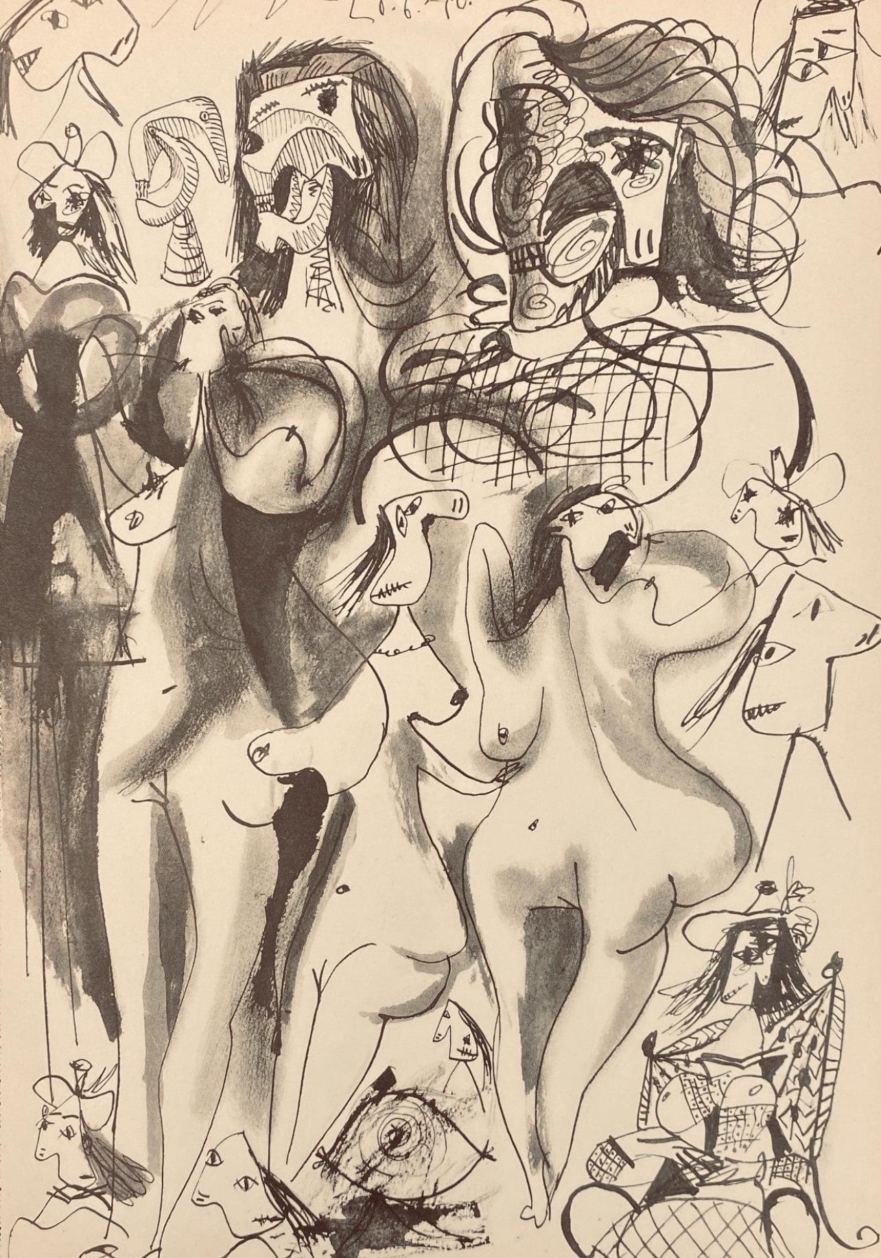 Figurative Print Pablo Picasso - Picasso, Composition, Carnet de dessins de Picasso, Cahiers d'Art (d'après)