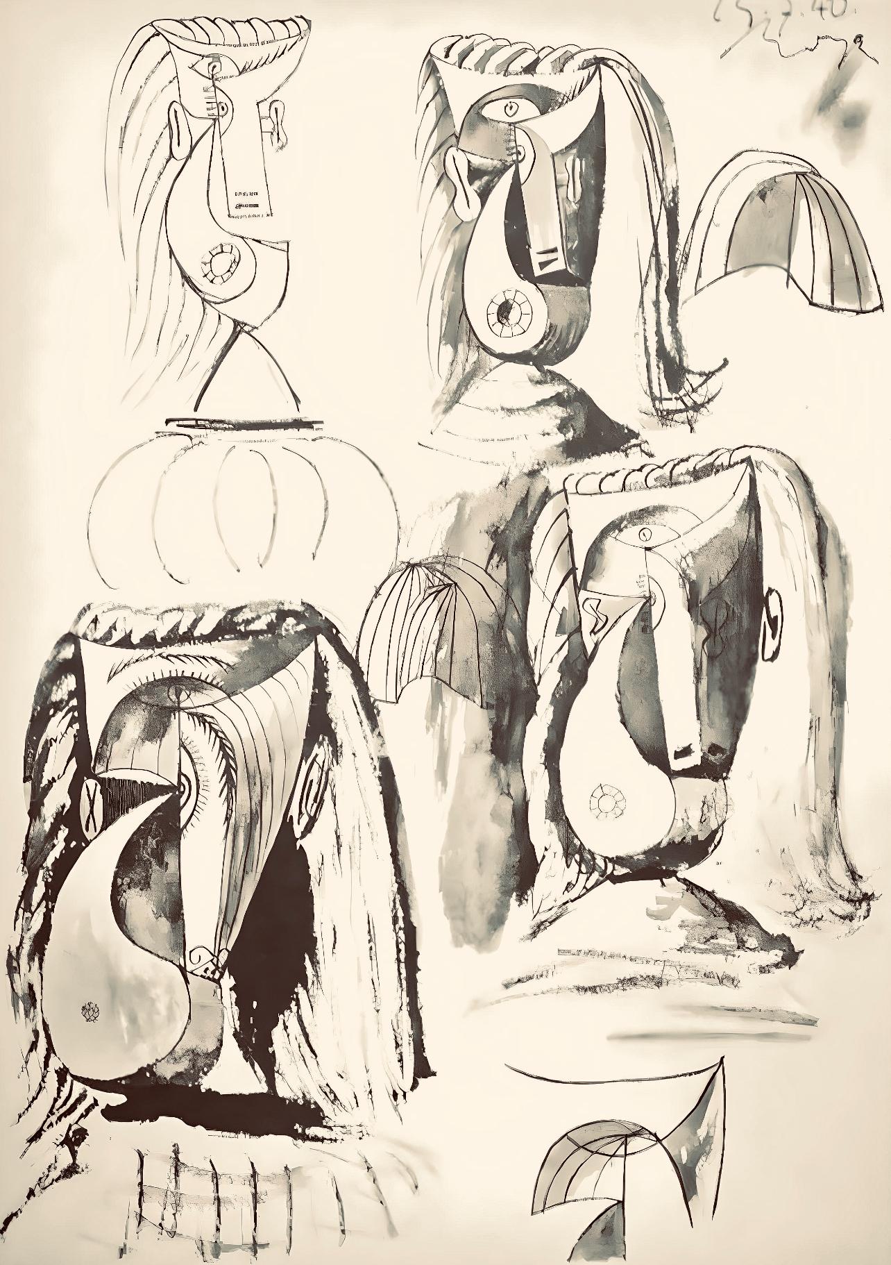 Figurative Print Pablo Picasso - Picasso, Composition, Carnet de dessins de Picasso, Cahiers d'Art (d'après)