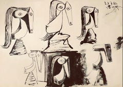 Vintage Picasso, Composition, Carnet de dessins de Picasso, Cahiers d’Art (after)