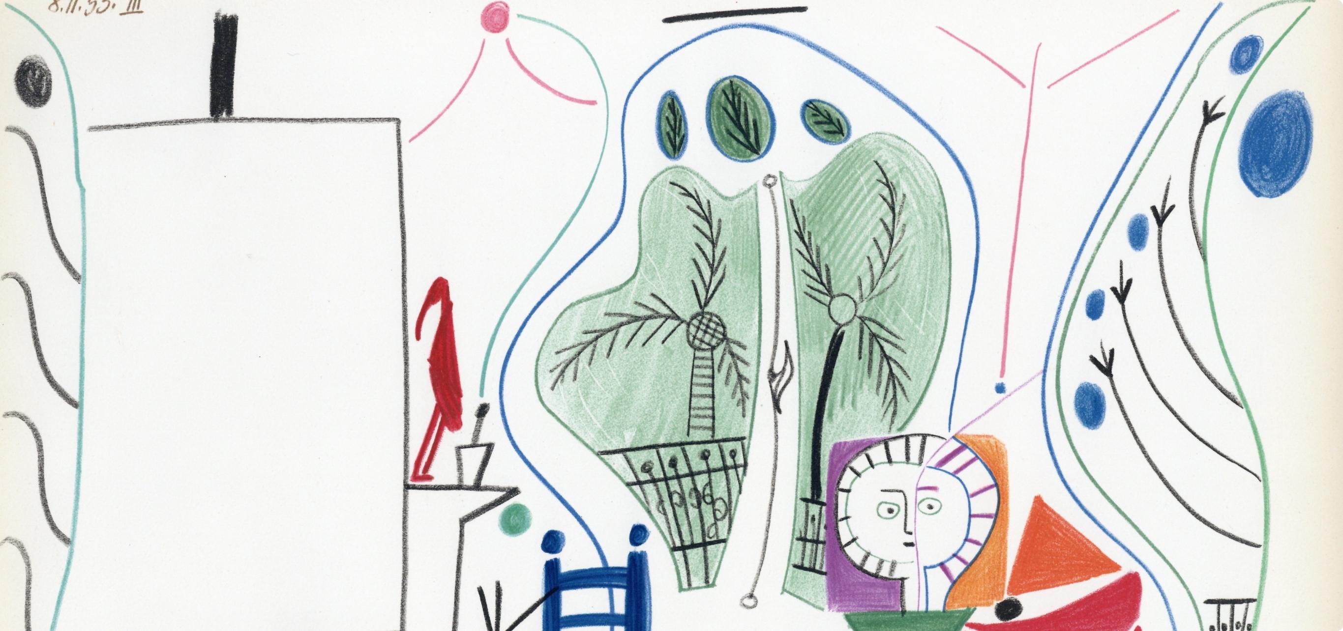 Picasso, Composition (Cramer 101), Carnet de la Californie (après) - Cubisme Print par Pablo Picasso