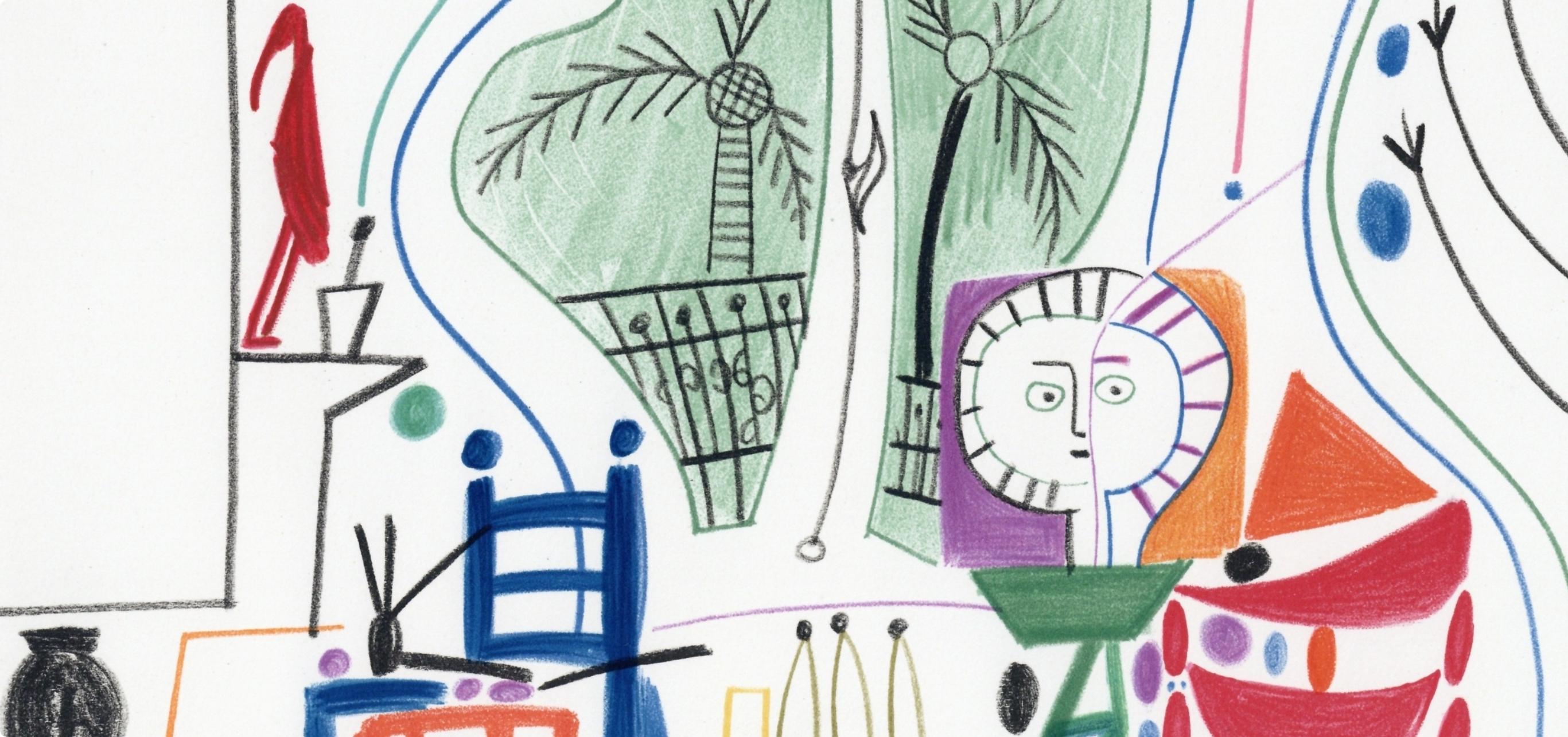 Picasso, Composition (Cramer 101), Carnet de la Californie (après) - Gris Landscape Print par Pablo Picasso