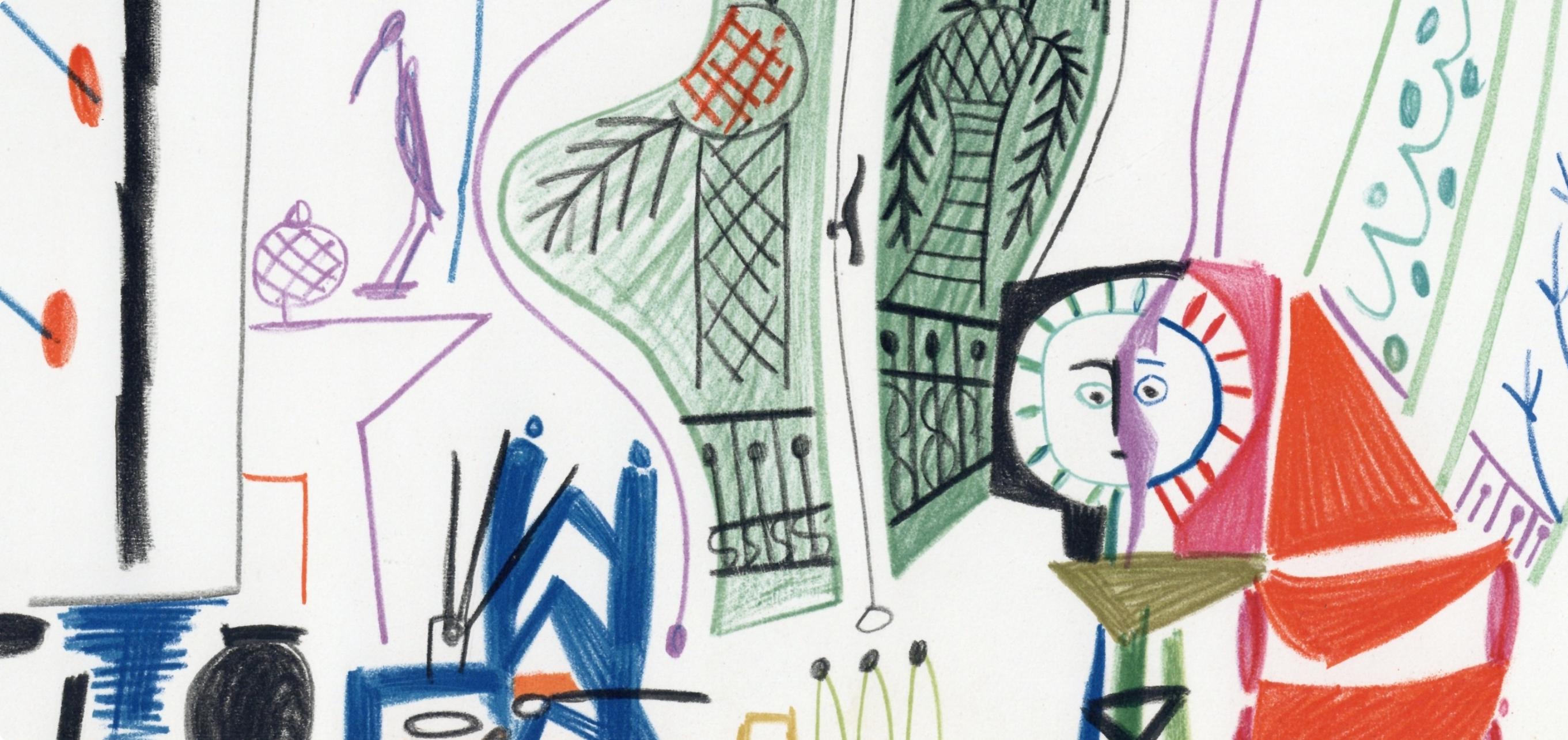 Picasso, Composition (Cramer 101), Carnet de la Californie (after) - Gray Figurative Print by Pablo Picasso