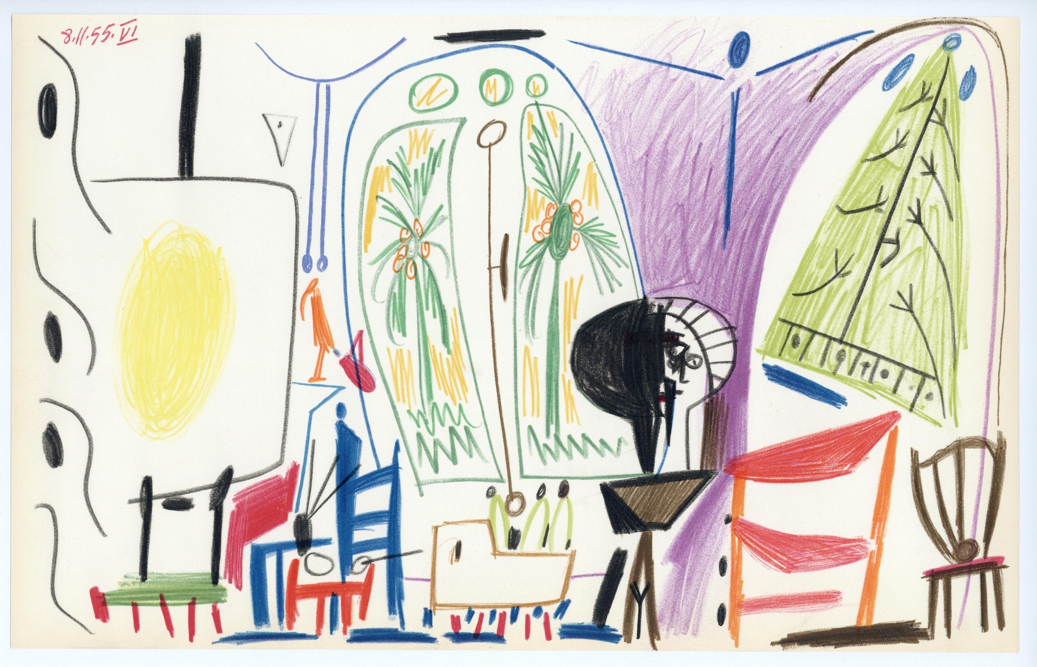 Picasso, Composition (Cramer 101), Carnet de la Californie (après) - Beige Landscape Print par Pablo Picasso