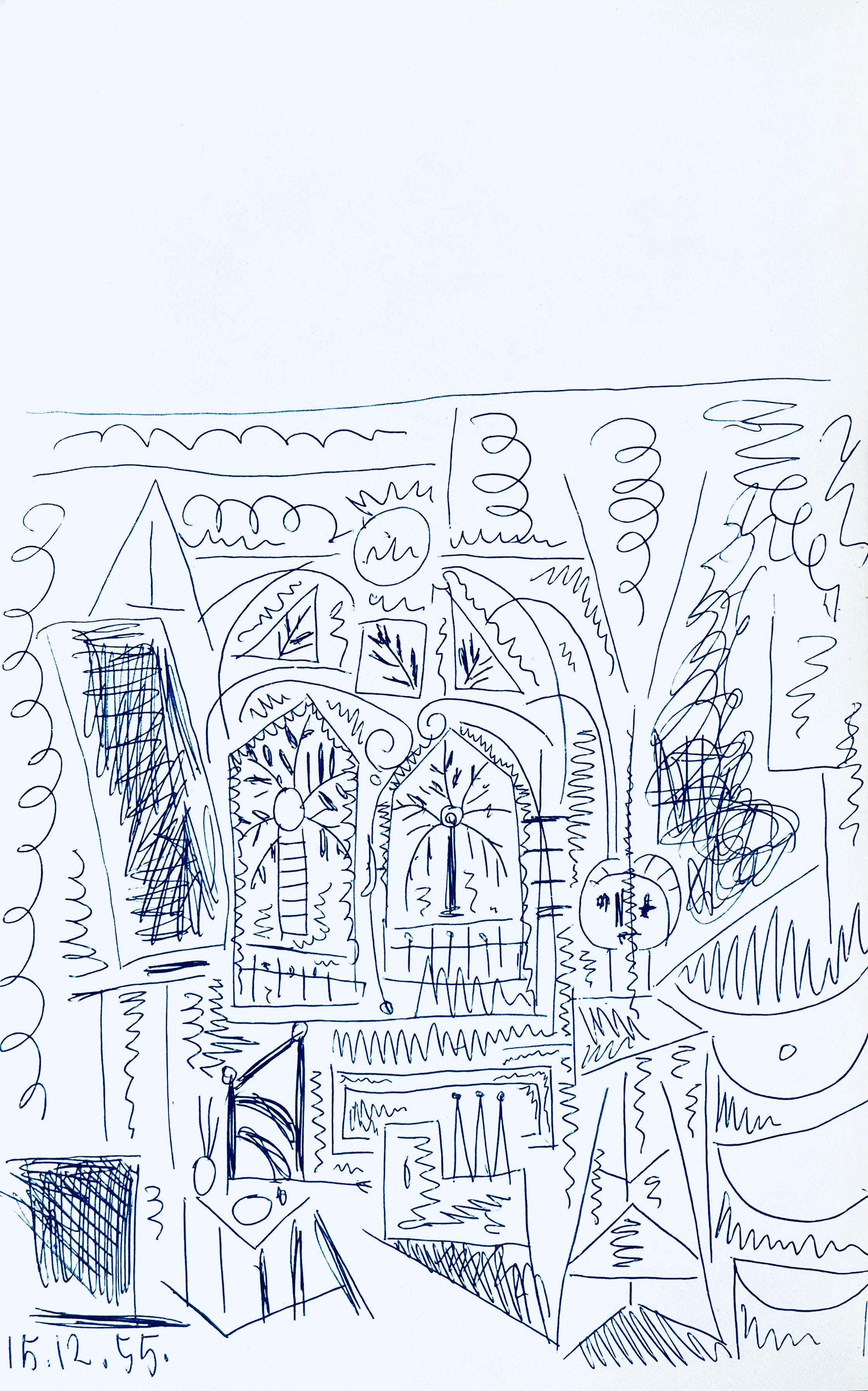 Medium: Lithograph on vélin d’Arches paper
Year: 1959
Paper Size: 16.5 x 10.25 inches
Catalogue raisonné reference: Cramer, illustration 101
Inscription: Inscription: Unsigned and unnumbered, as issued
Notes: From the album, Picasso, Carnet de la