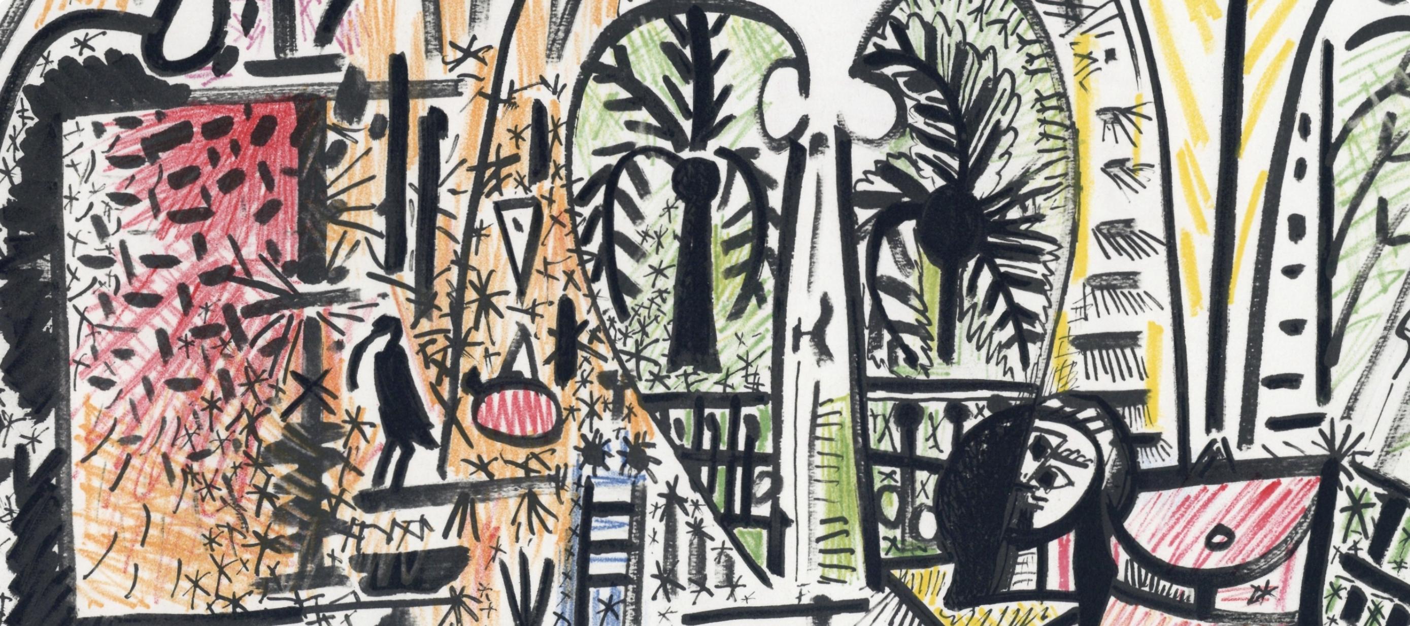 Medium: Lithograph on vélin d’Arches paper
Year: 1959
Paper Size: 10.25  X 16.5 inches
Catalogue raisonné reference: Cramer, illustration 101
Inscription: Inscription: Unsigned and unnumbered, as issued
Notes: From the album, Picasso, Carnet de la