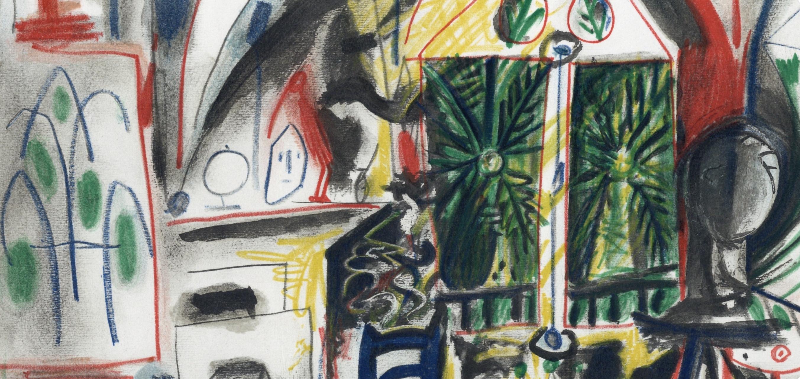 Medium: Lithograph on vélin d’Arches paper
Year: 1959
Paper Size: 10.25  X 16.5 inches
Catalogue raisonné reference: Cramer, illustration 101
Inscription: Inscription: Unsigned and unnumbered, as issued
Notes: From the album, Picasso, Carnet de la