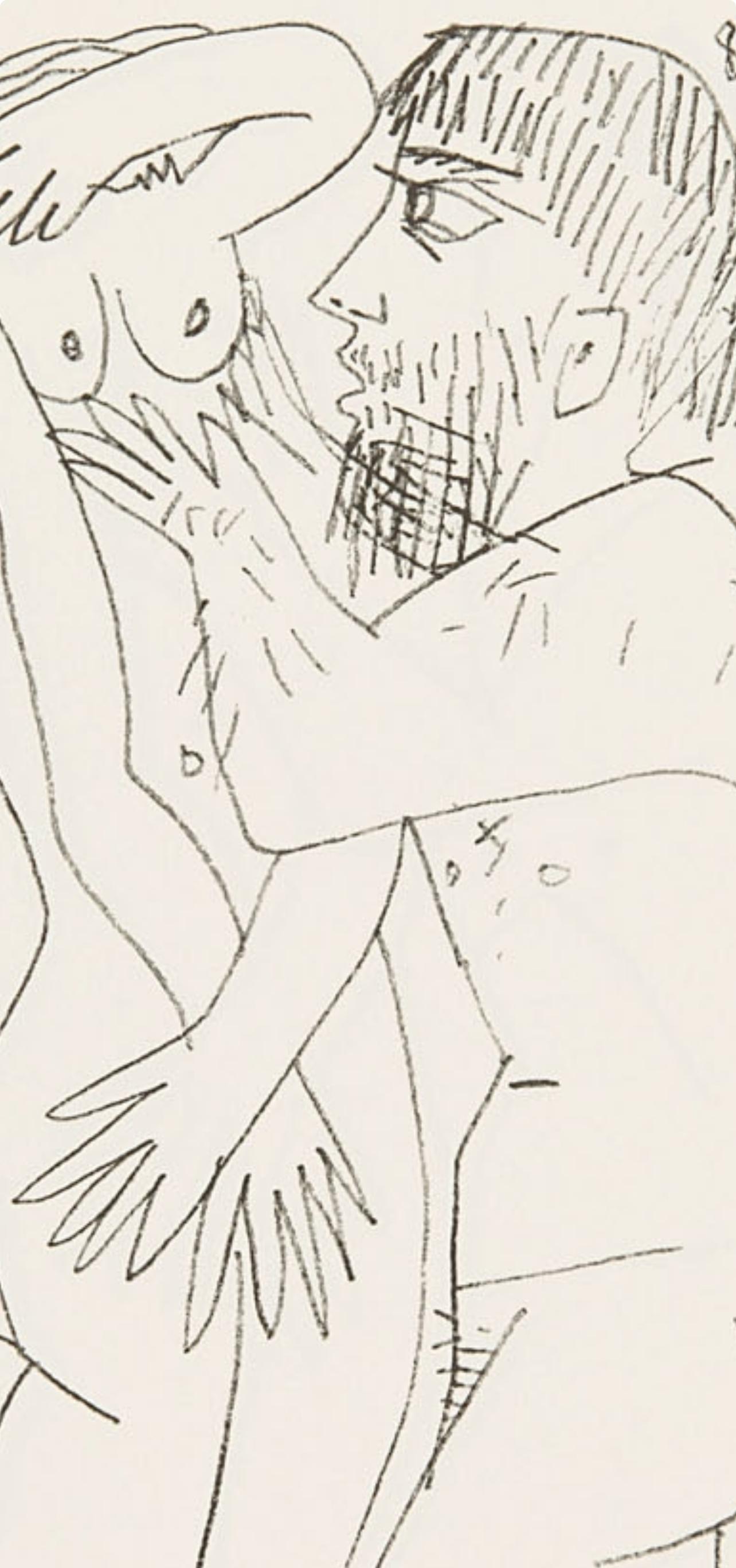 Picasso, 8.10.64. VI (Cramer 148), Le Goût du Bonheur (after) - Gray Landscape Print by Pablo Picasso