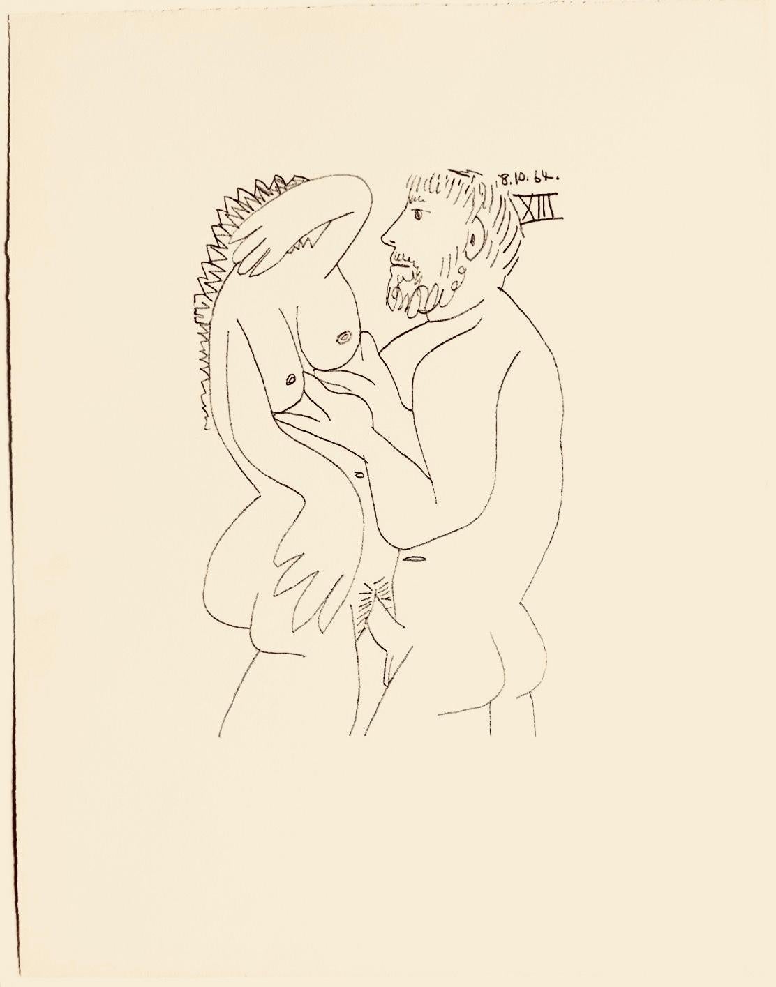 Picasso, Composition (Cramer 148), Le Goût du Bonheur (after) - Gray Figurative Print by Pablo Picasso