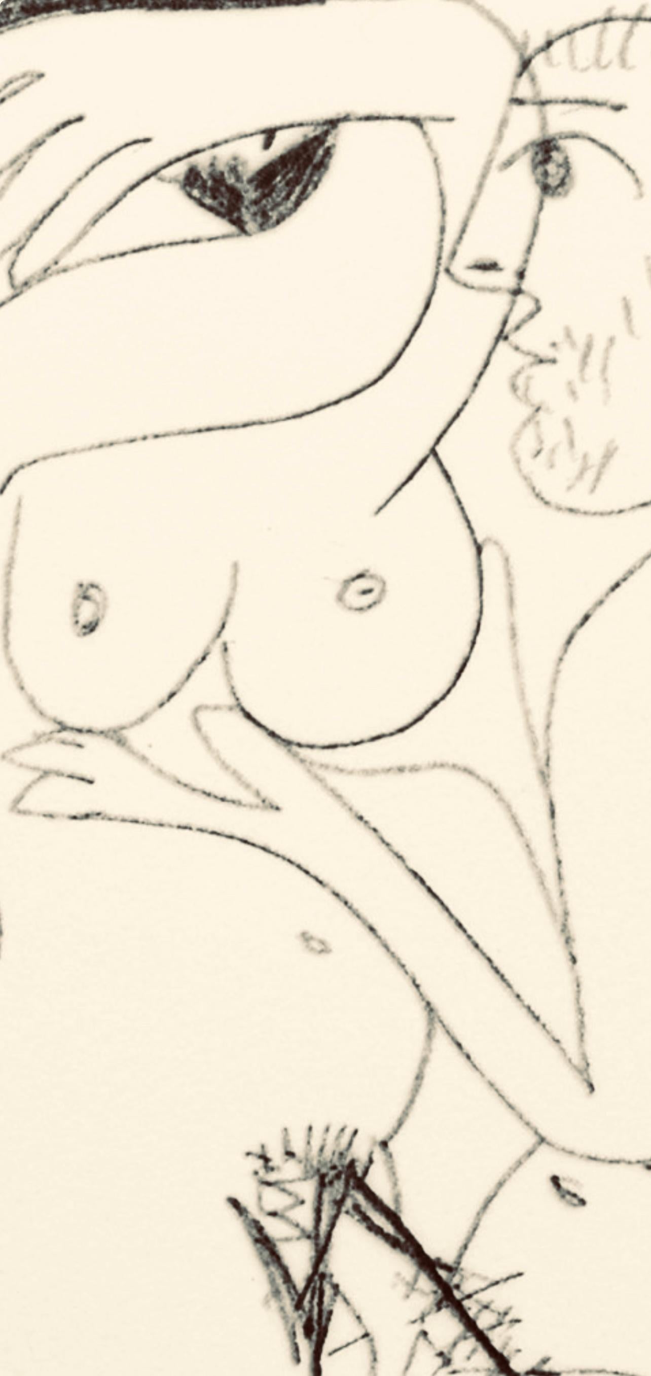 Picasso, Composition (Cramer 148), Le Goût du Bonheur (after) - Gray Figurative Print by Pablo Picasso