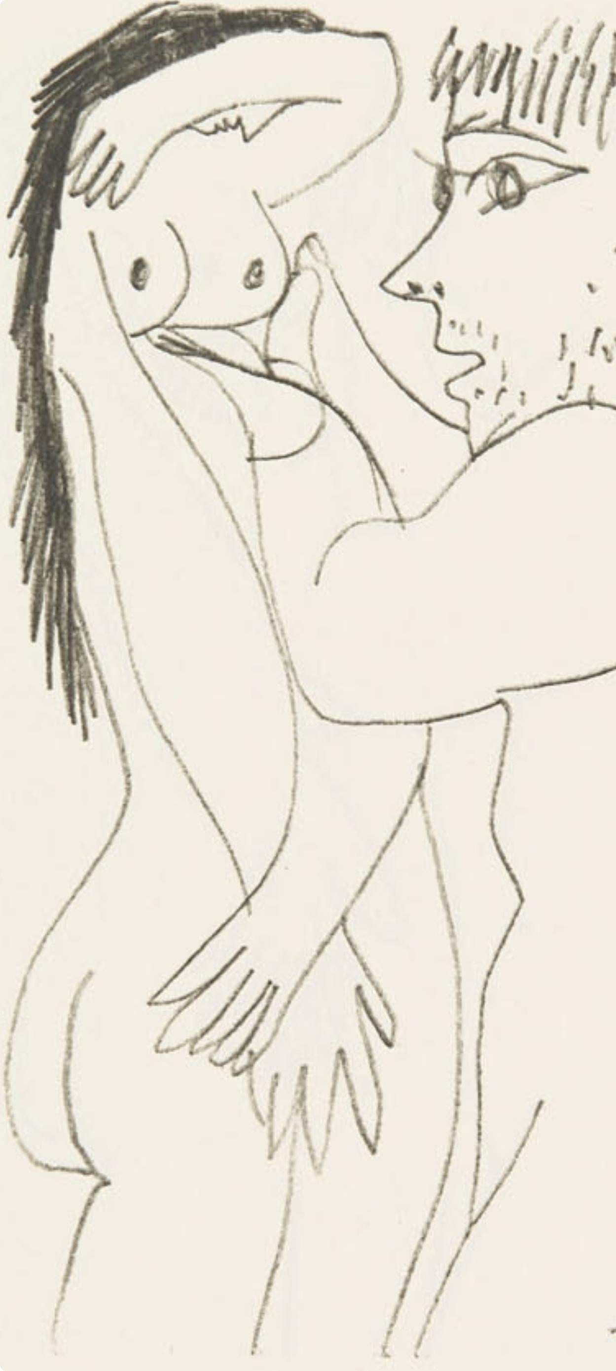 Picasso, 8.10.64. V (Cramer 148), Le Goût du Bonheur (after) - Gray Landscape Print by Pablo Picasso