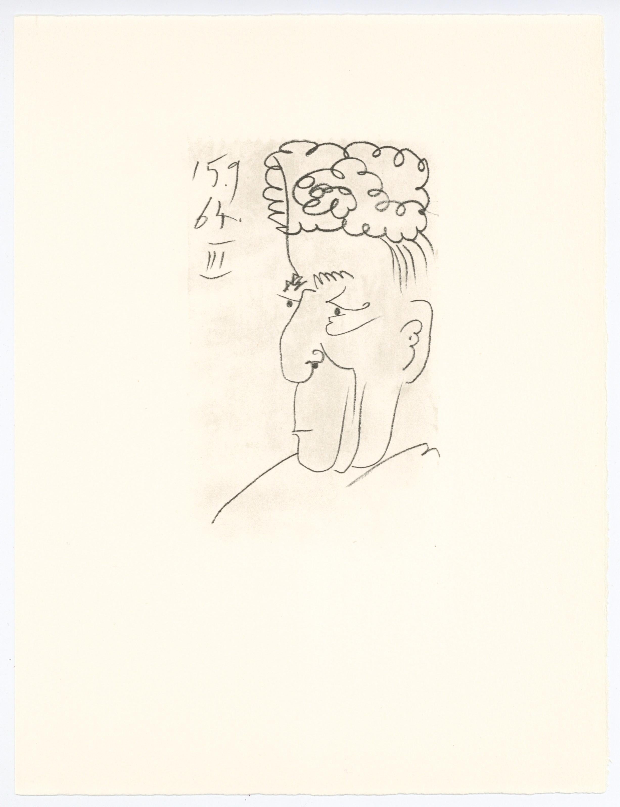 Picasso, Composition (Cramer 148), Le Goût du Bonheur (d'après) - Blanc Figurative Print par Pablo Picasso