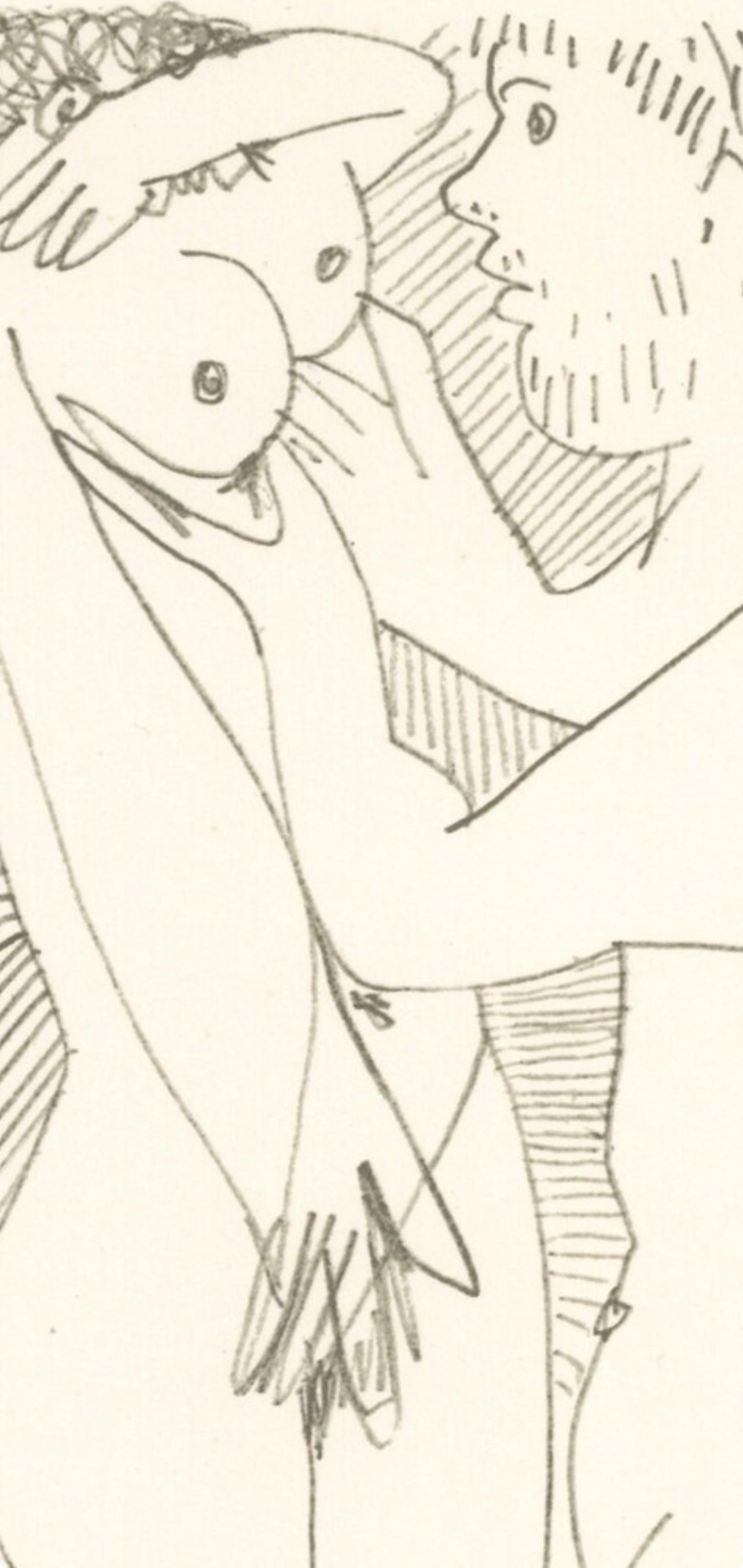 Picasso, Komposition (Cramer 148), Le Goût du Bonheur (nach) (Weiß), Figurative Print, von Pablo Picasso