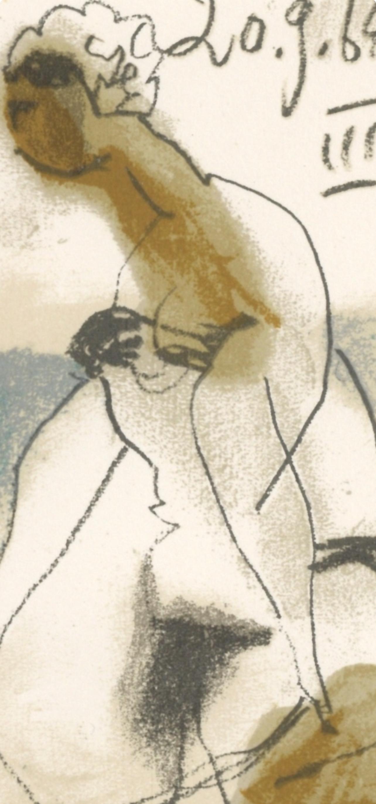 Picasso, Composition (Cramer 148), Le Goût du Bonheur (d'après) - Beige Figurative Print par Pablo Picasso