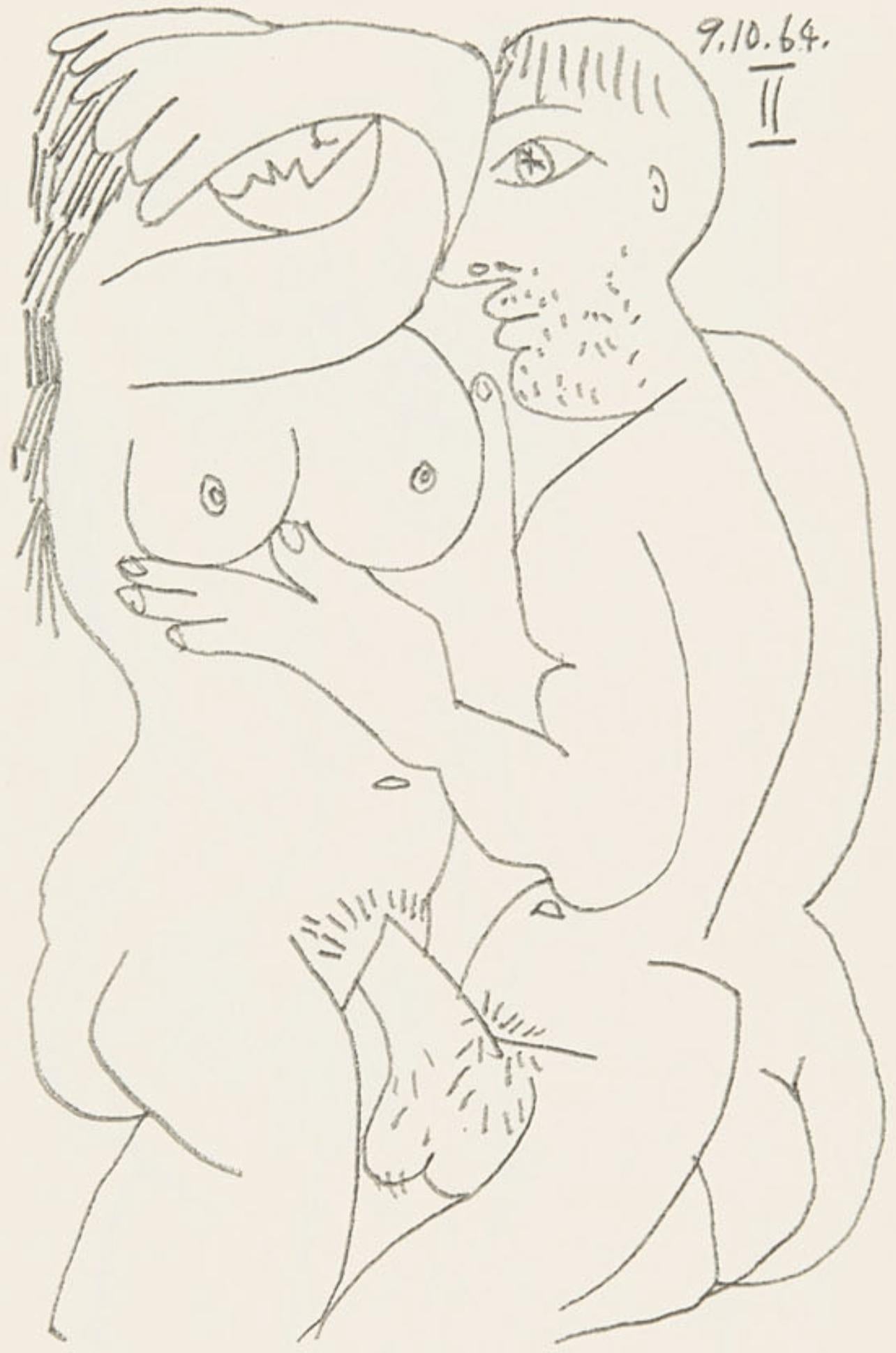 Pablo Picasso Figurative Print - Picasso, 9.10.64. II (Cramer 148), Le Goût du Bonheur (after)