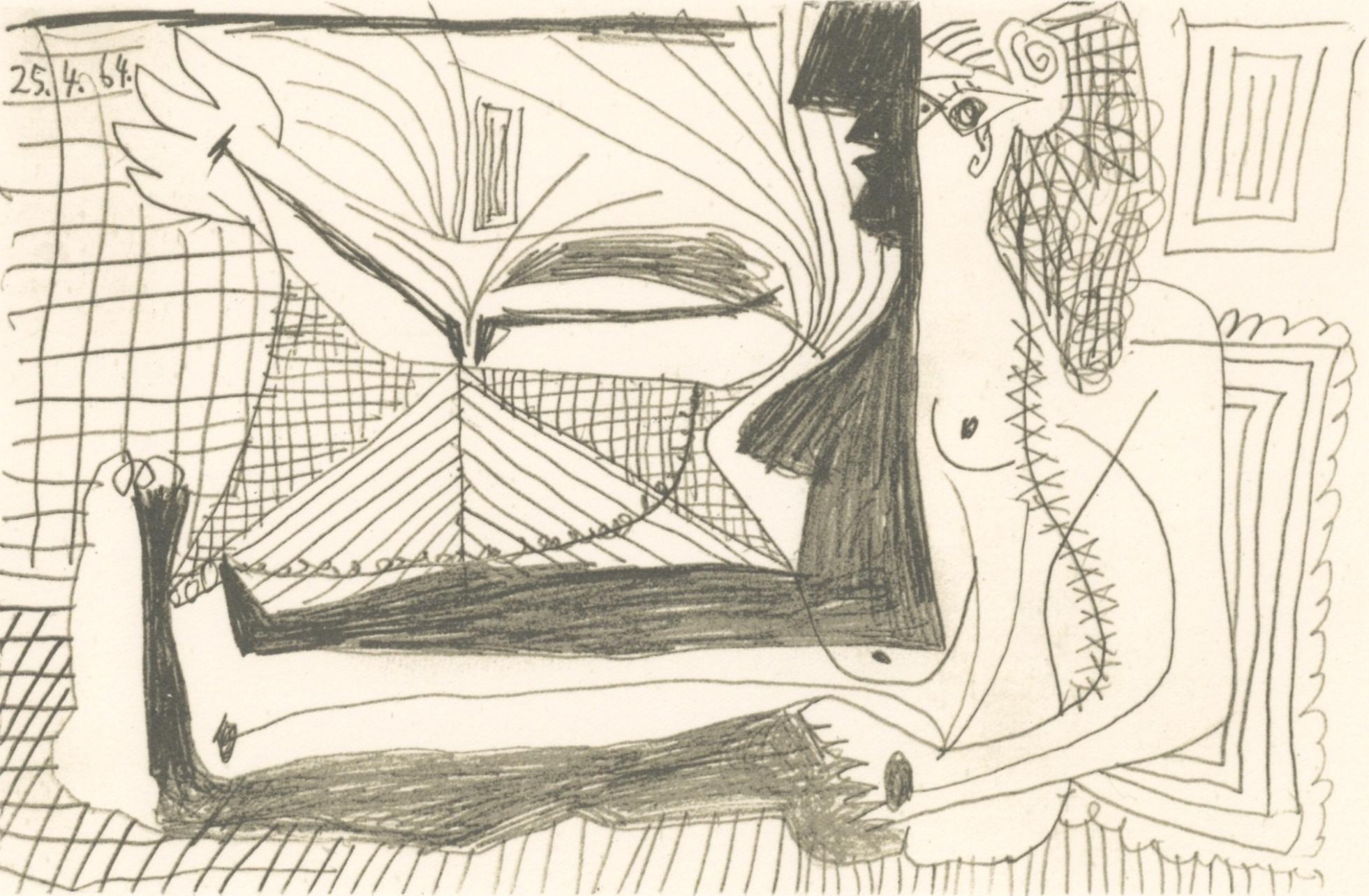 Pablo Picasso Landscape Print – Picasso, Komposition (Cramer 148), Le Goût du Bonheur (nach)