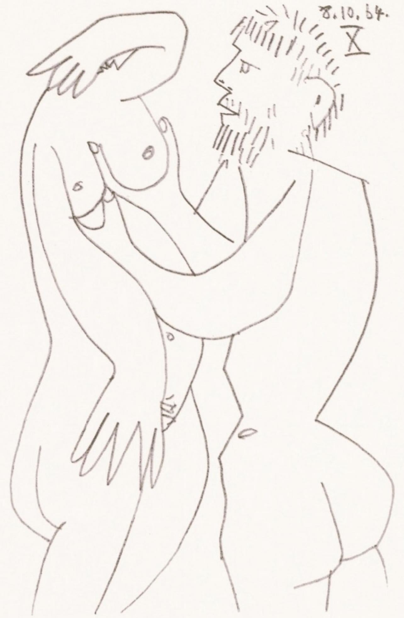 Pablo Picasso Figurative Print - Picasso, 8.10.64. X (Cramer 148), Le Goût du Bonheur (after)