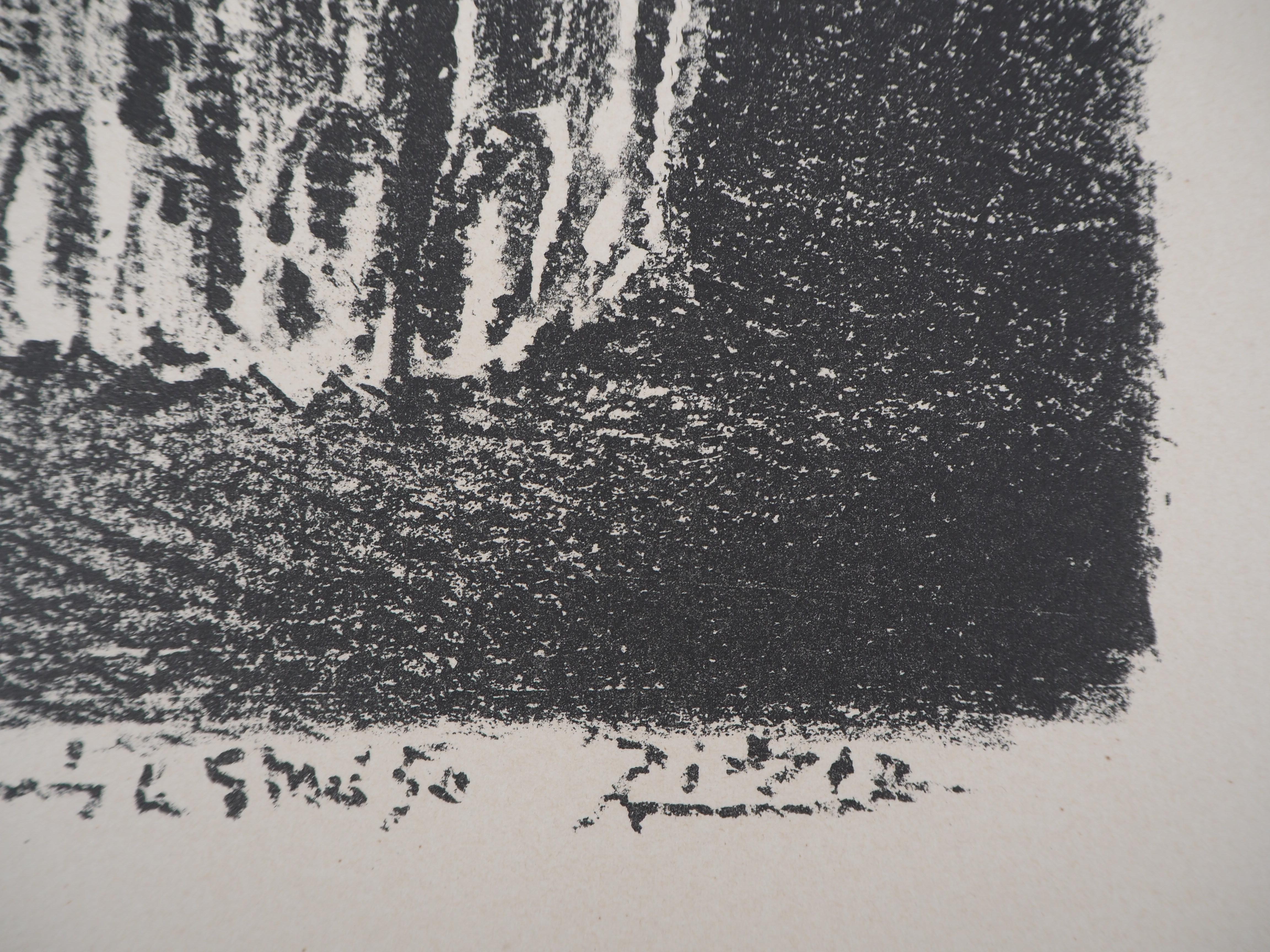 Picasso, Composition (Cramer 58; Mourlot 189), Une visite a Vallauris (after) - Gray Still-Life Print by Pablo Picasso