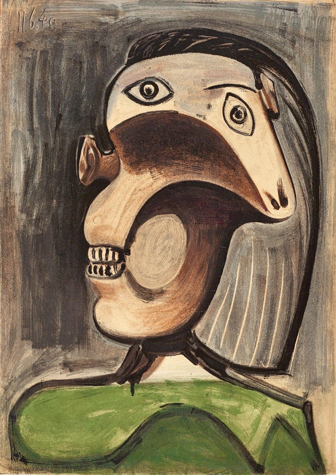Landscape Print Pablo Picasso - Picasso, Composition (Cramer 67 ; Bloch 748), La Guerre et la Paix (après)