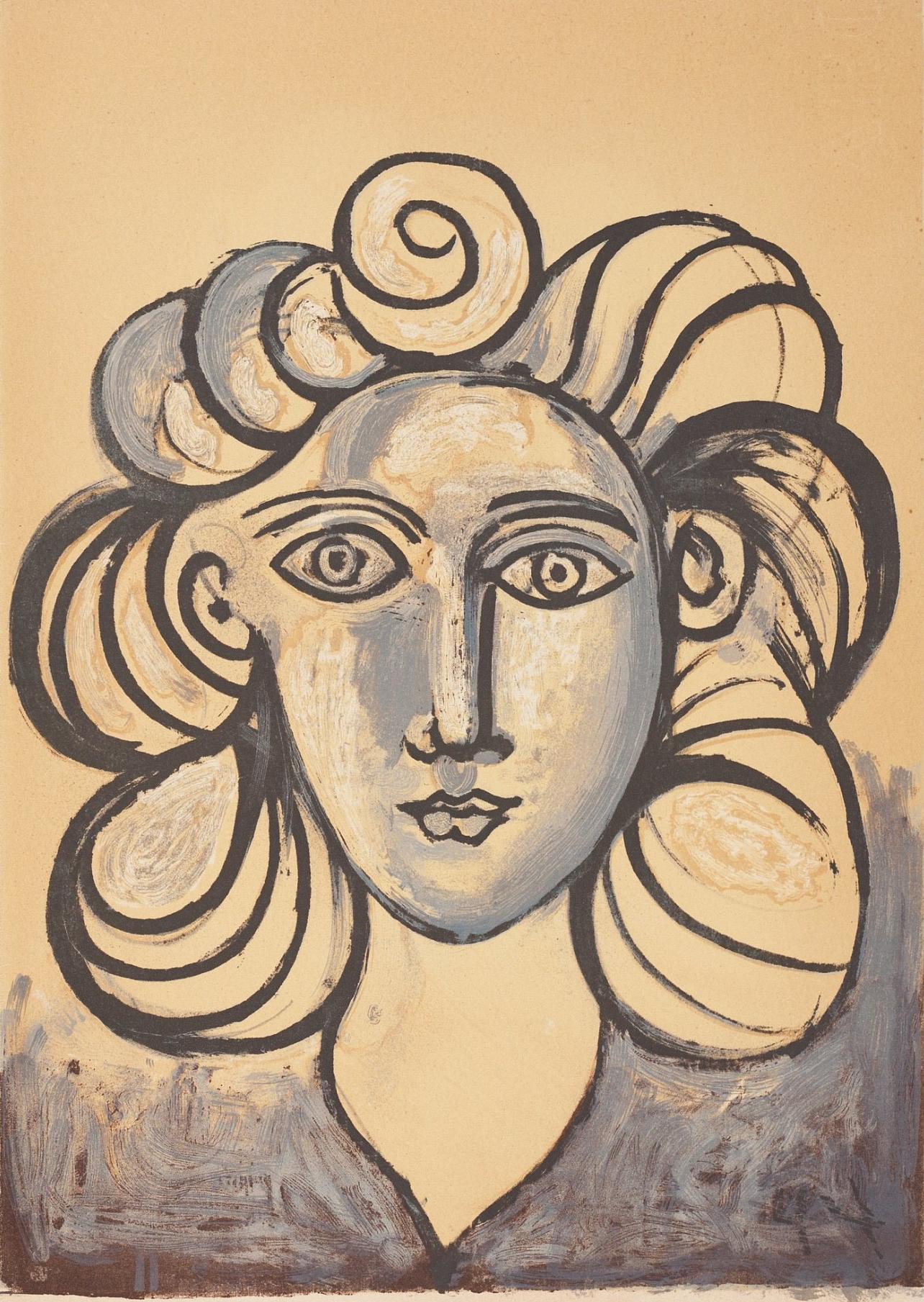 Pablo Picasso Landscape Print - Picasso, Composition (Cramer 67; Bloch 748), La Guerre et la Paix (after)