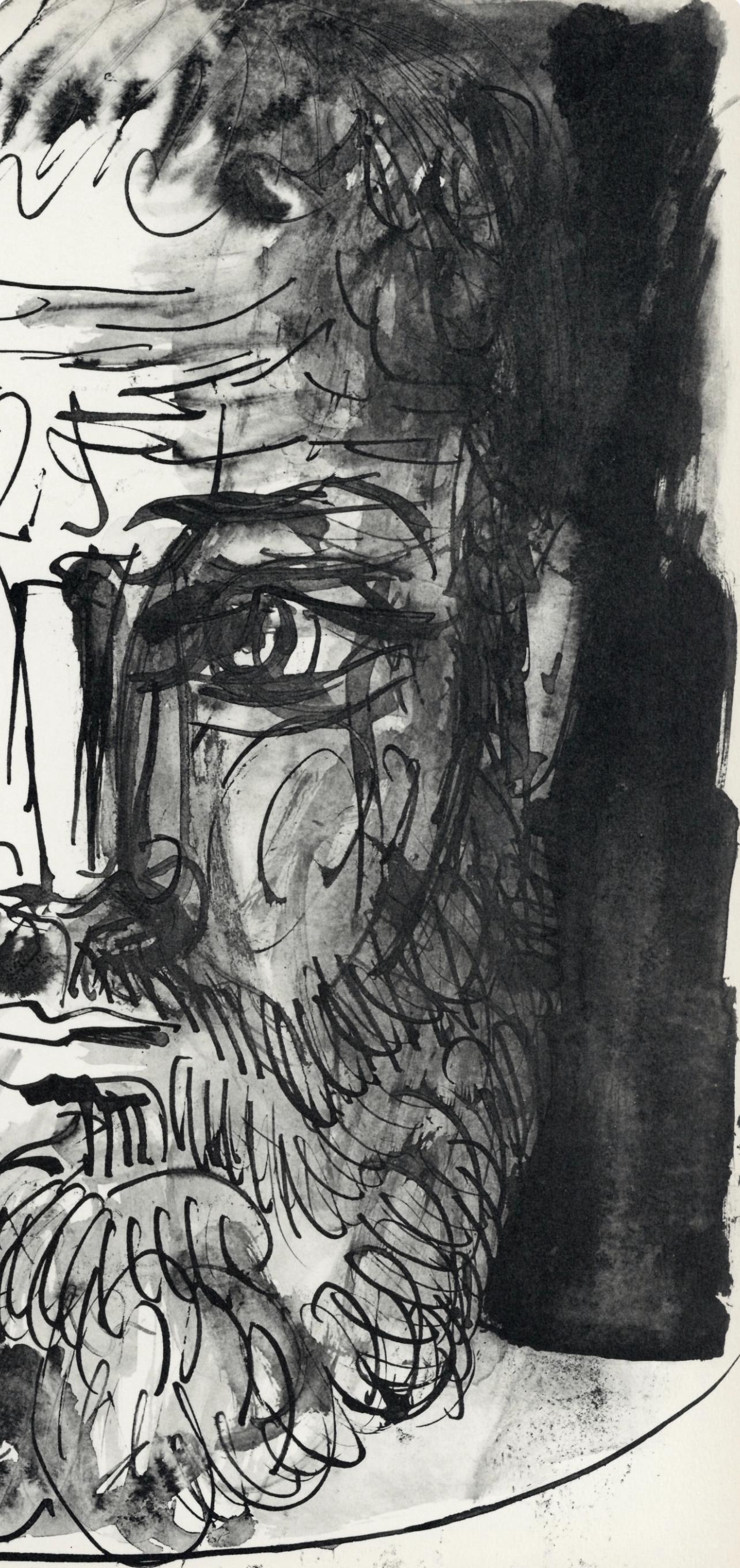 Picasso, Composition (Cramer 84), Picasso en marge du Buffon (after) - Gray Landscape Print by Pablo Picasso