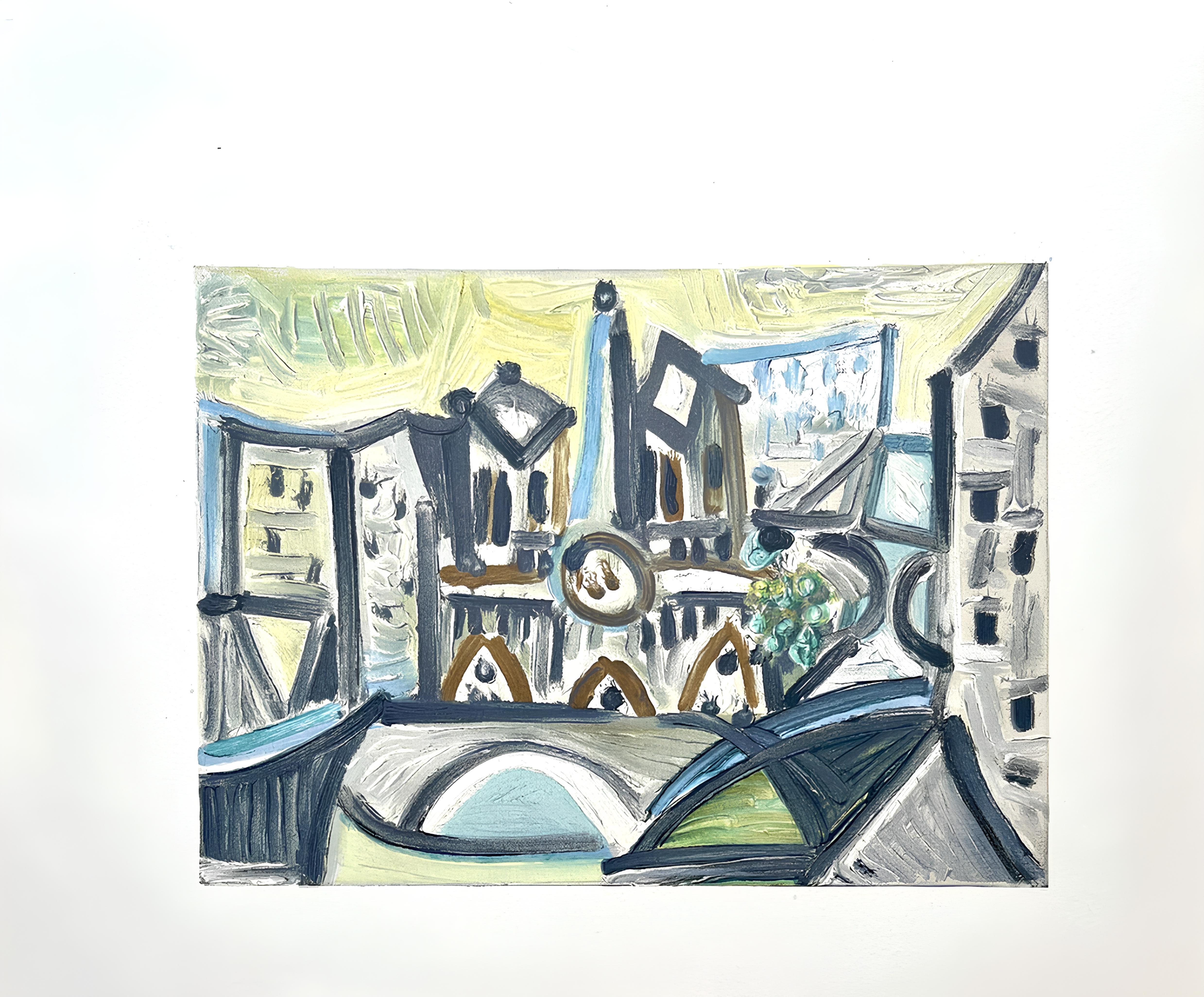 Picasso, Composition (Cramer 88), Dans l'Atelier de Picasso (after) - Gray Figurative Print by Pablo Picasso