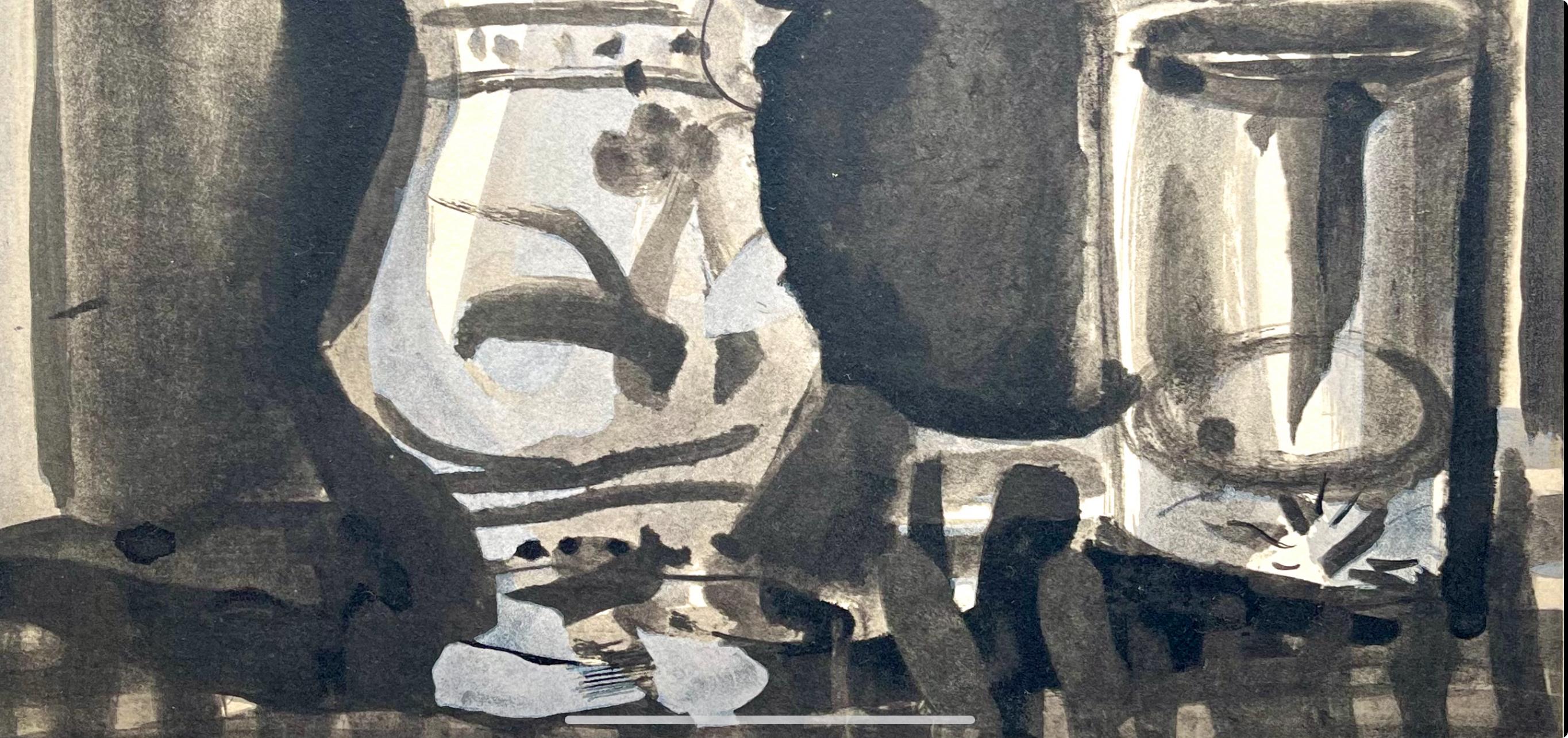 Picasso, Composition (Cramer 88), Dans l'Atelier de Picasso (après) - Gris Figurative Print par Pablo Picasso