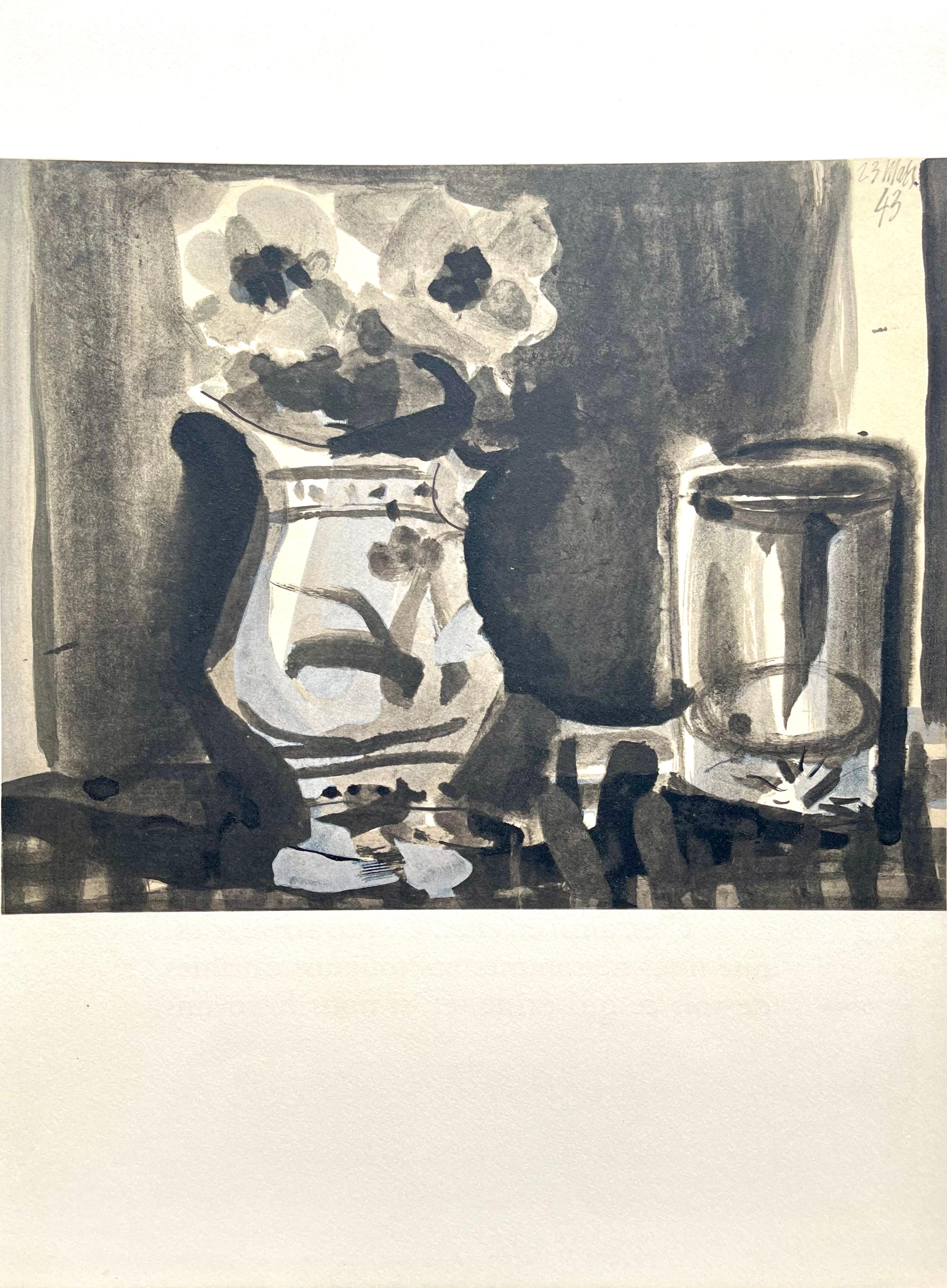Lithographie sur papier vélin d'Arches à la forme savoir. Non signé et non numéroté, tel que publié. Bon état. Notes : Extrait du volume Dans l'Atelier de Picasso, 1957. Publié par Fernand Mourlot, Paris ; imprimé par Mourlot Frères, Paris, mars