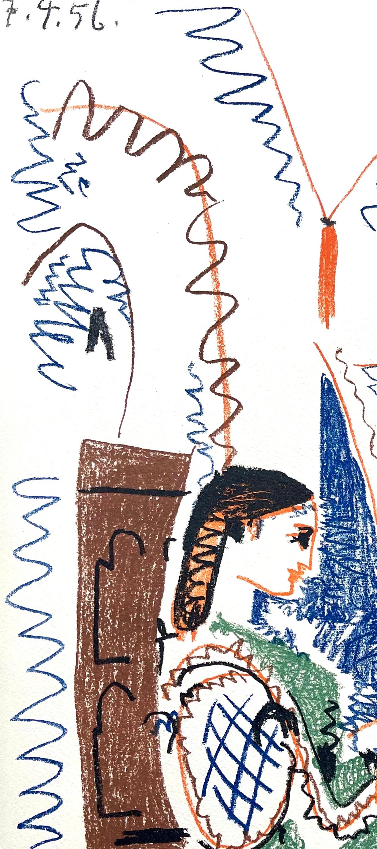 Lithographie sur papier vélin d'Arches à la forme savoir. Non signé et non numéroté, tel que publié. Bon état. Notes : Extrait du volume Dans l'Atelier de Picasso, 1957. Publié par Fernand Mourlot, Paris ; imprimé par Mourlot Frères, Paris, mars