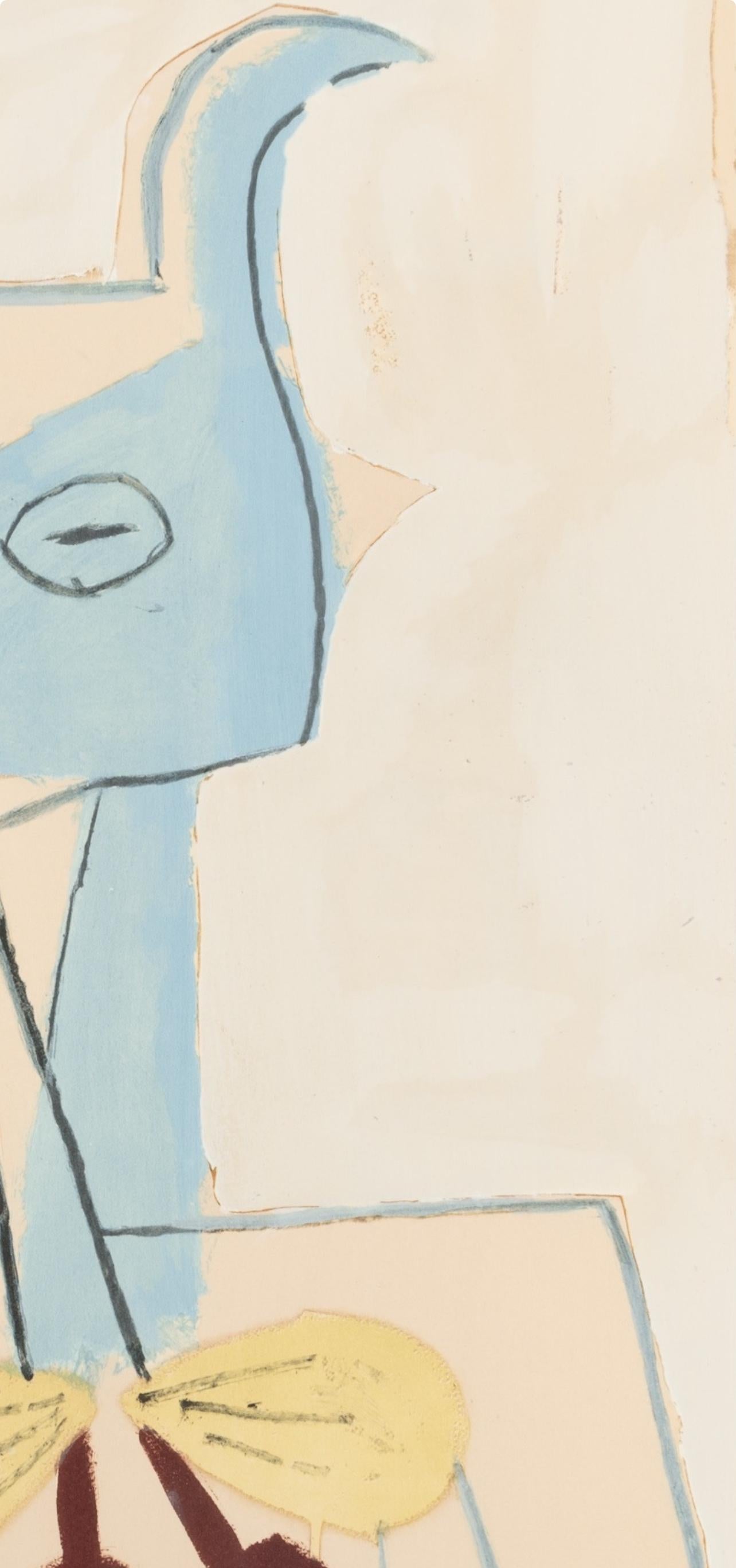 Picasso, Composition, Faunes et Flore d'Antibes (après) - Blanc Landscape Print par Pablo Picasso