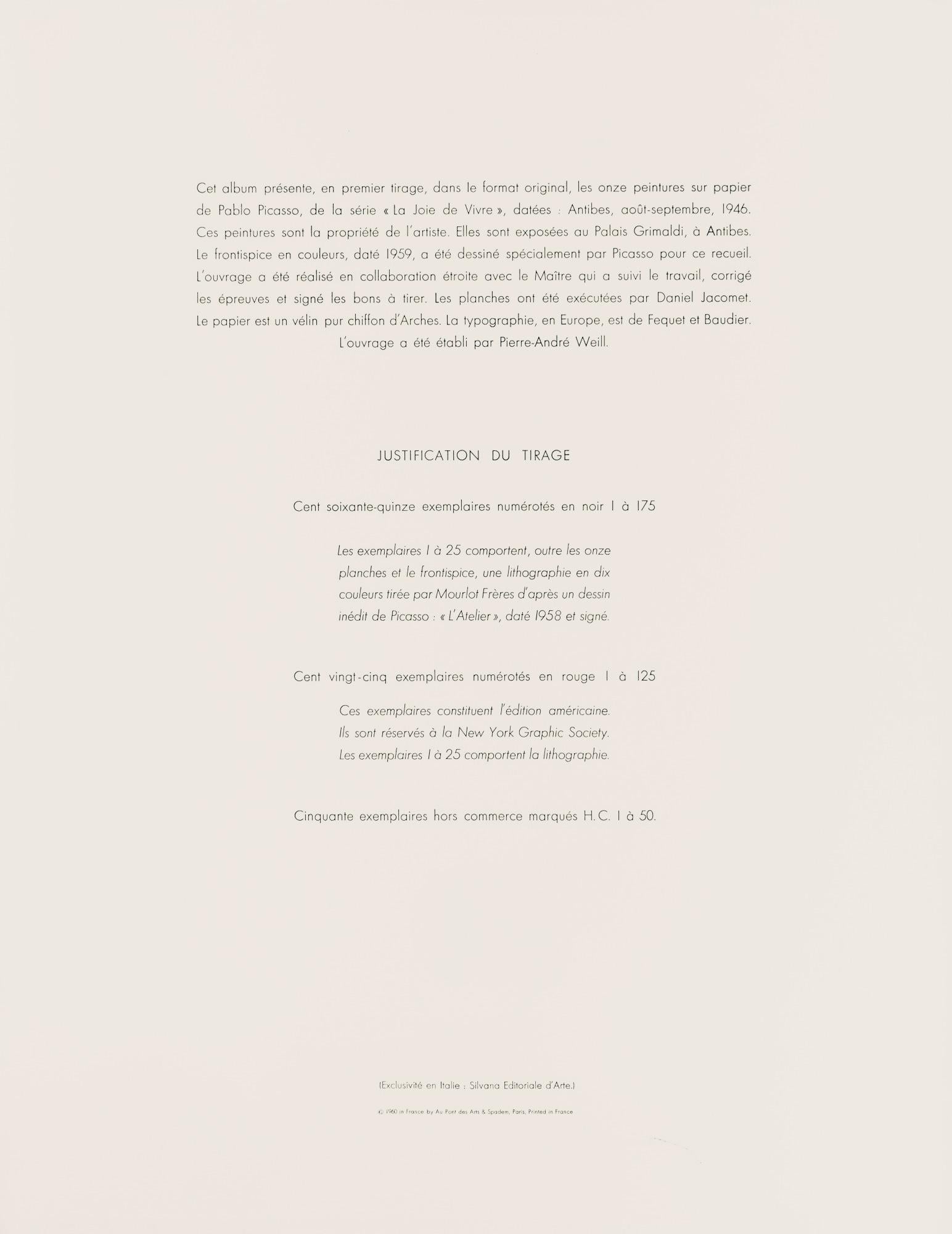 Lithographie et pochoir sur papier vélin pur chiffon d'Arches. Inscription : Non signé et non numéroté, tel que publié. Bon état ; non encadré. Notes : D'après l'in-folio, Faunes et Flore d'Antibes, 1960. Publié par Au Pont des Arts, Paris ; imprimé