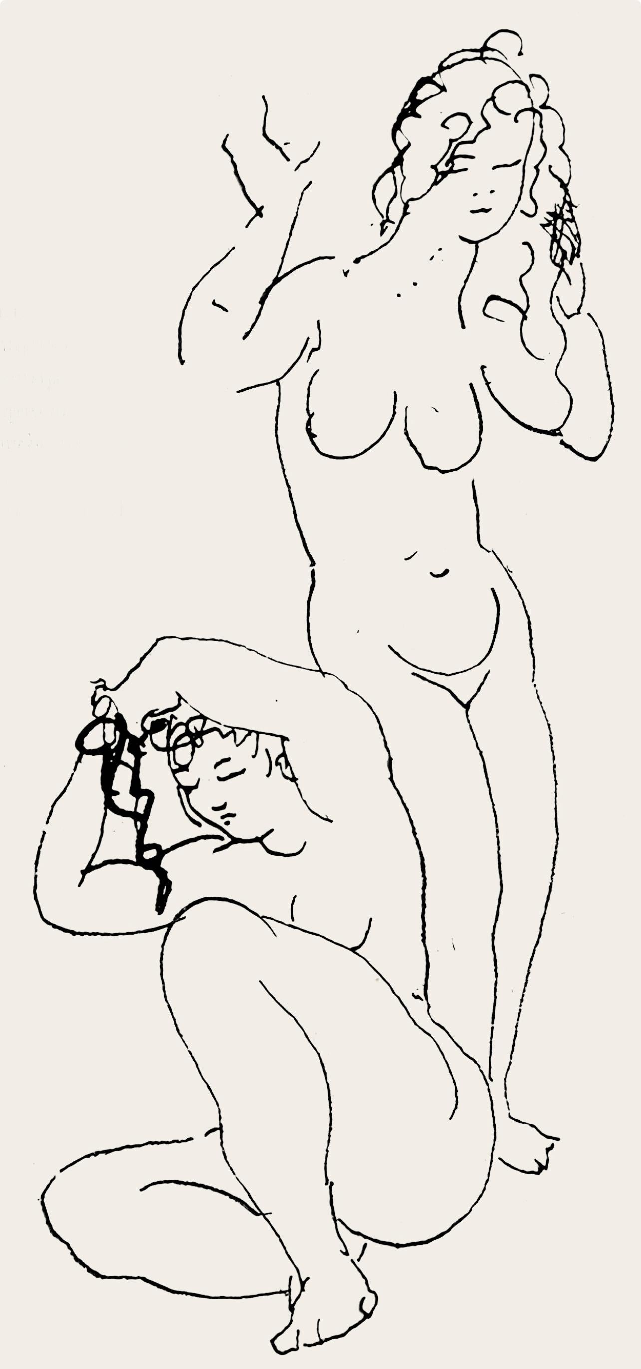 Portrait Print Pablo Picasso - Picasso, Composition (Hodorisch B2), Le manuscrit trouvé dans un chapeau (d'après)