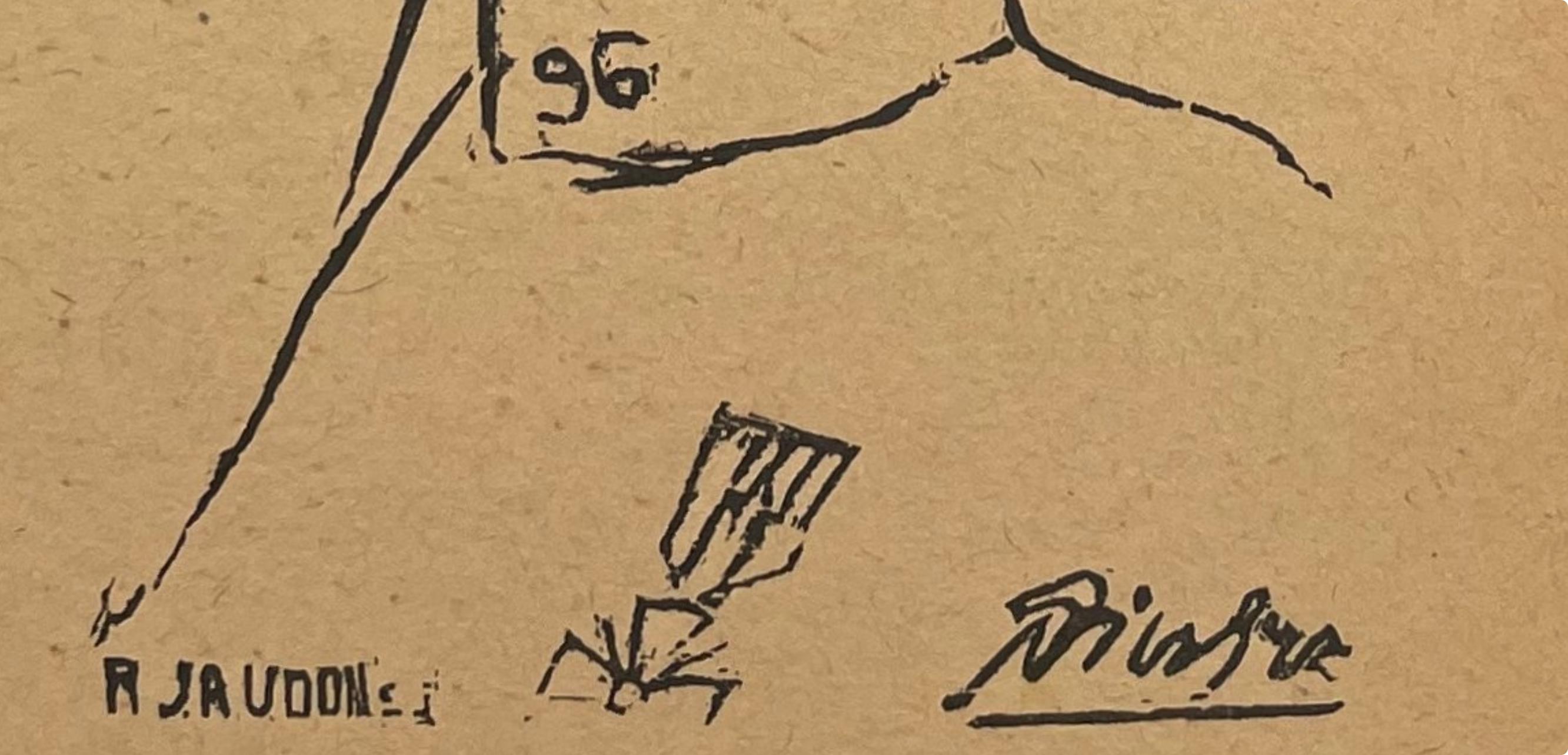 Picasso, Composition (Horodisch C2), Calligrammes (after) - Beige Portrait Print by Pablo Picasso