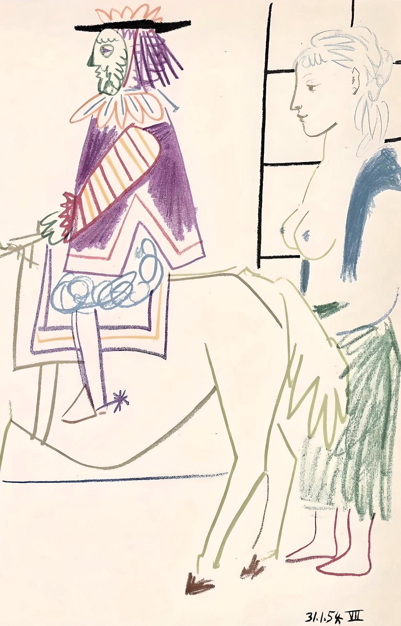 Picasso, Composition, La Comédie Humaine (d'après) - Print de Pablo Picasso