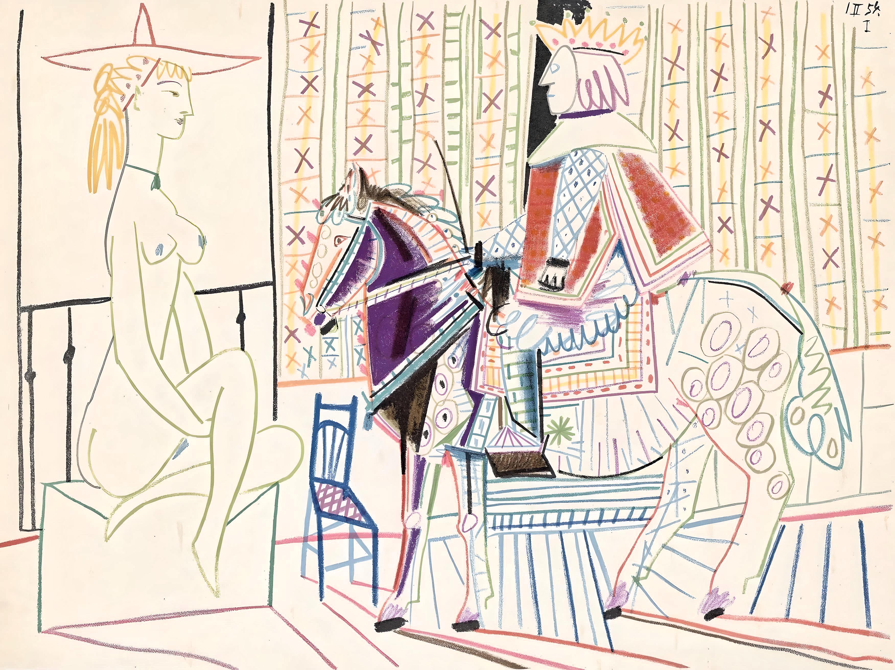 Figurative Print Pablo Picasso - Picasso, Composition, La Comédie Humaine (d'après)