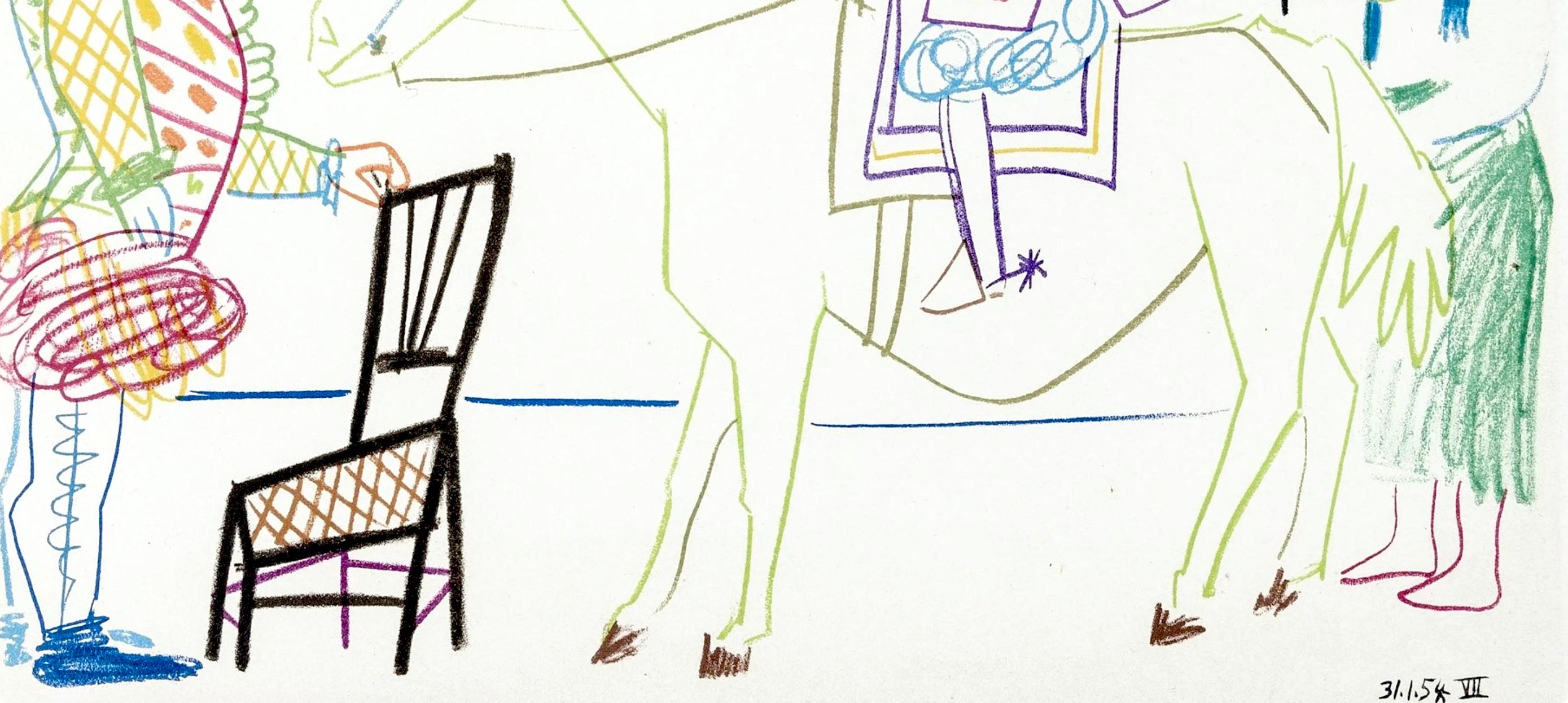 Picasso, Composition, La Comédie Humaine, Verve: Revue Artistique (after) - Cubist Print by Pablo Picasso