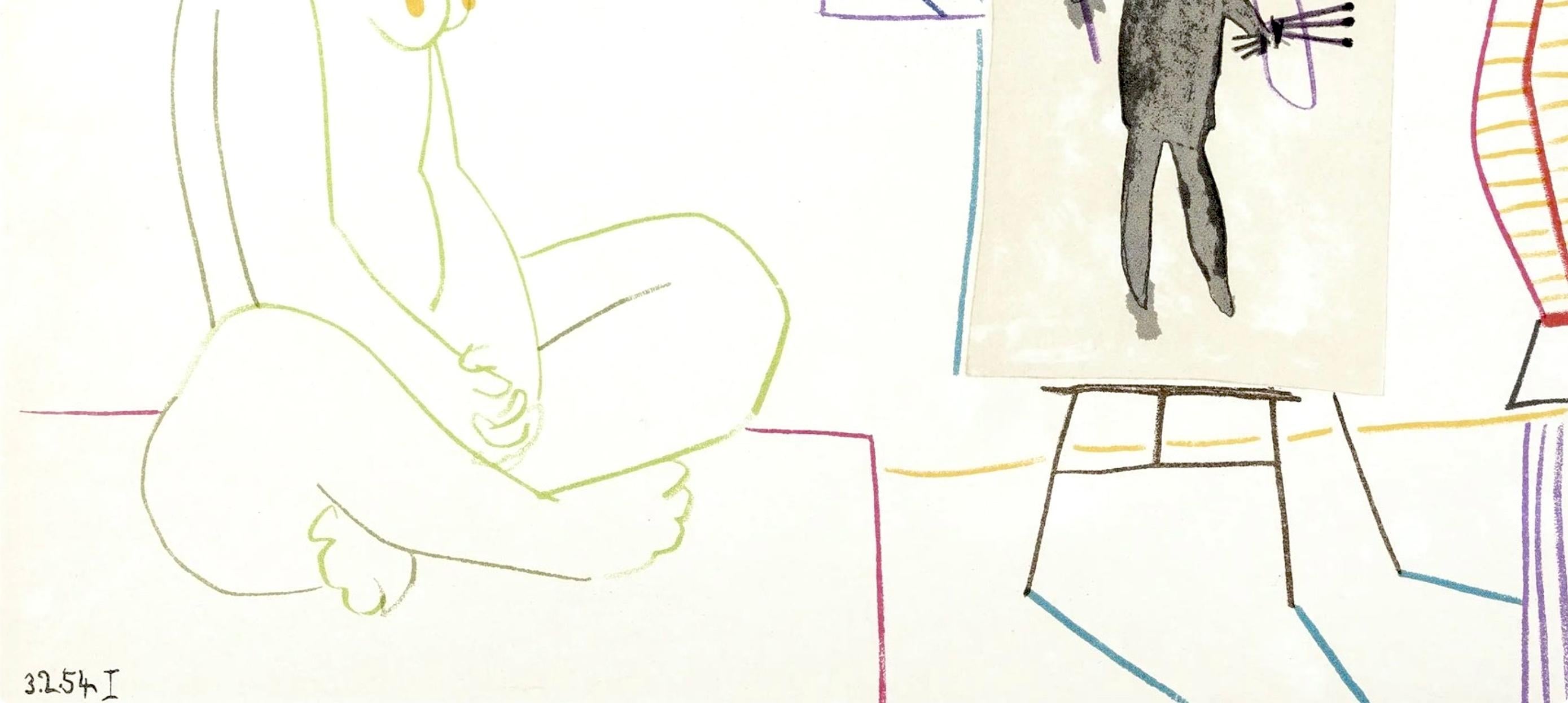 Picasso, Composition, La Comédie Humaine, Verve: Revue Artistique (after) - Cubist Print by Pablo Picasso