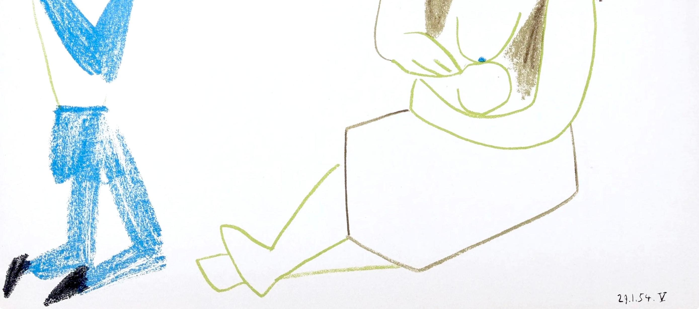 Picasso, Composition, La Comédie Humaine, Verve: Revue Artistique (after) - Cubist Print by Pablo Picasso
