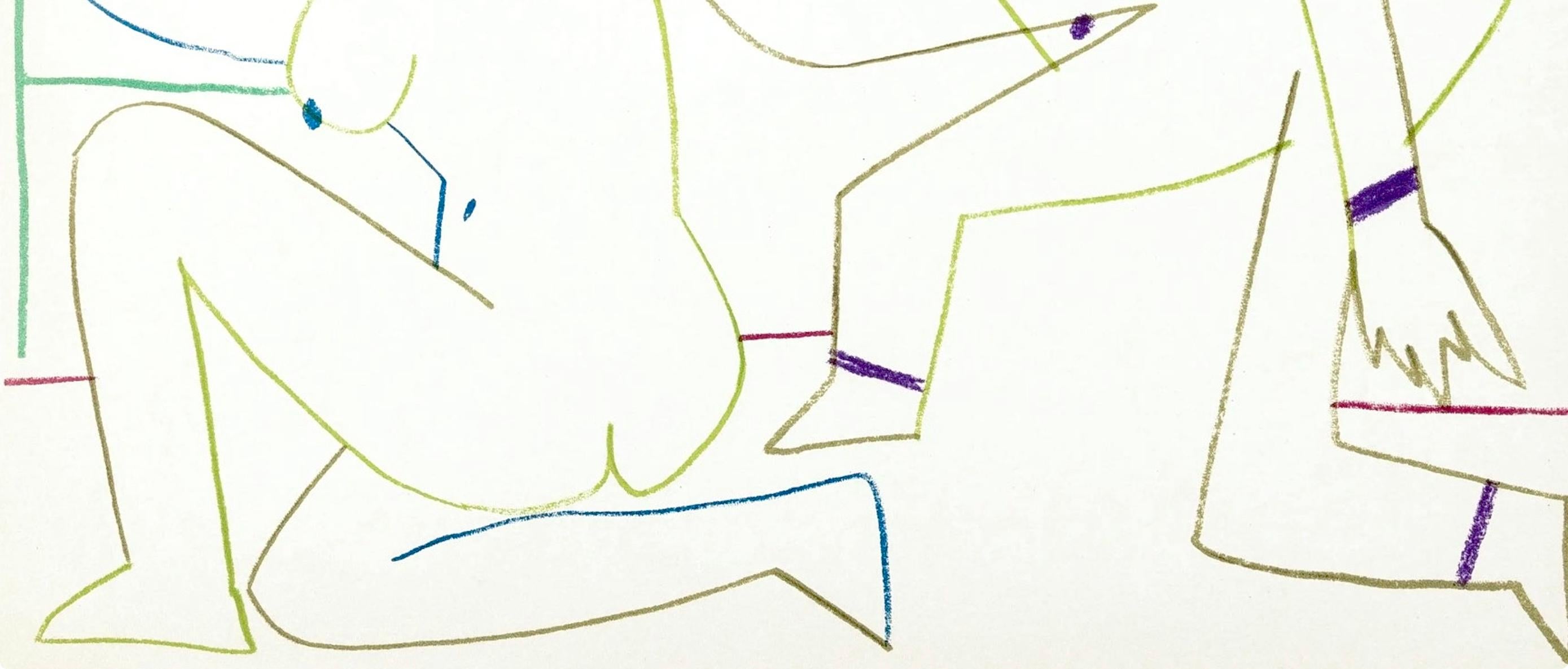 Picasso, Composition, La Comédie Humaine, Verve: Revue Artistique (after) - Cubist Print by Pablo Picasso