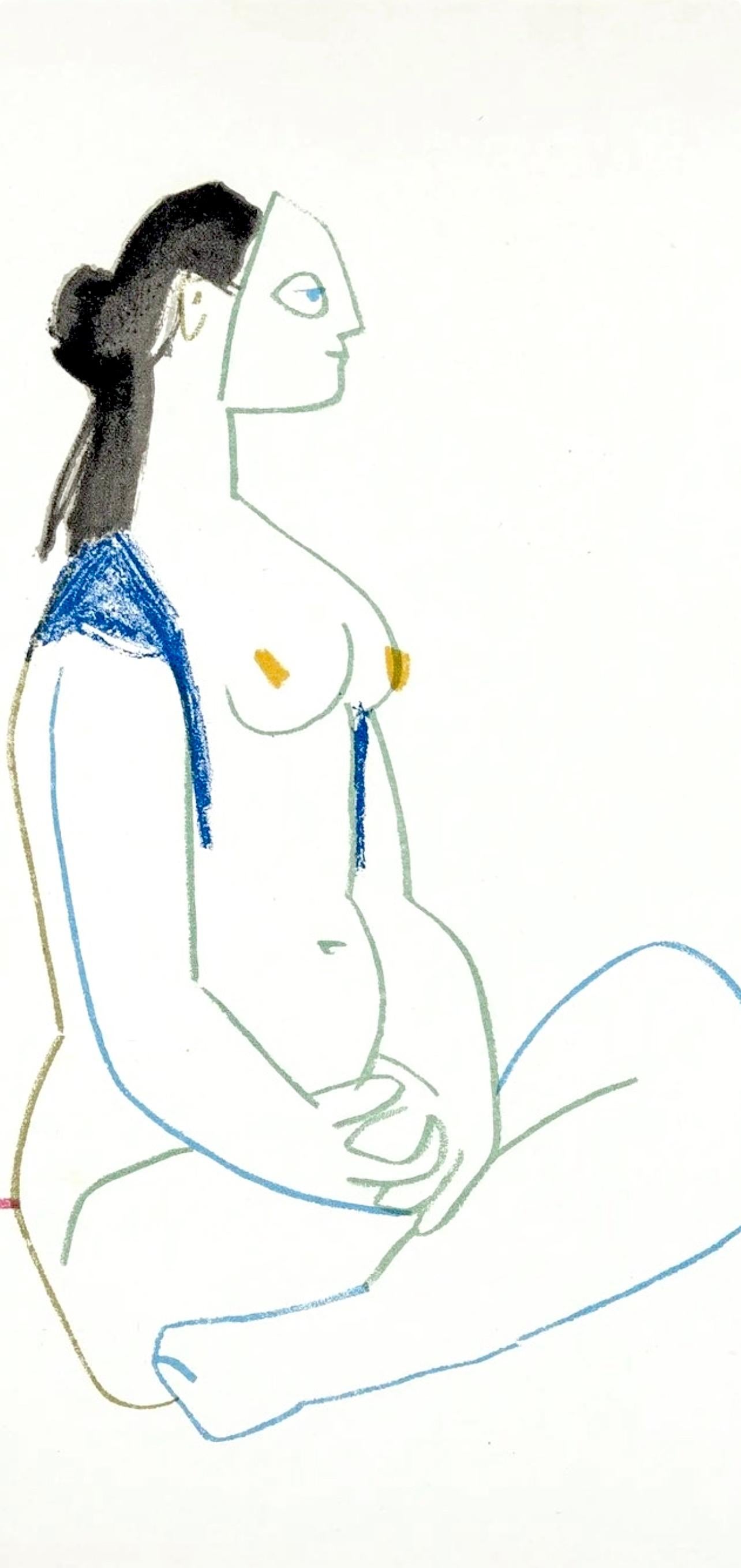 Picasso, Komposition, La Comédie Humaine, Verve: Revue Artistique (nach) (Weiß), Abstract Print, von Pablo Picasso