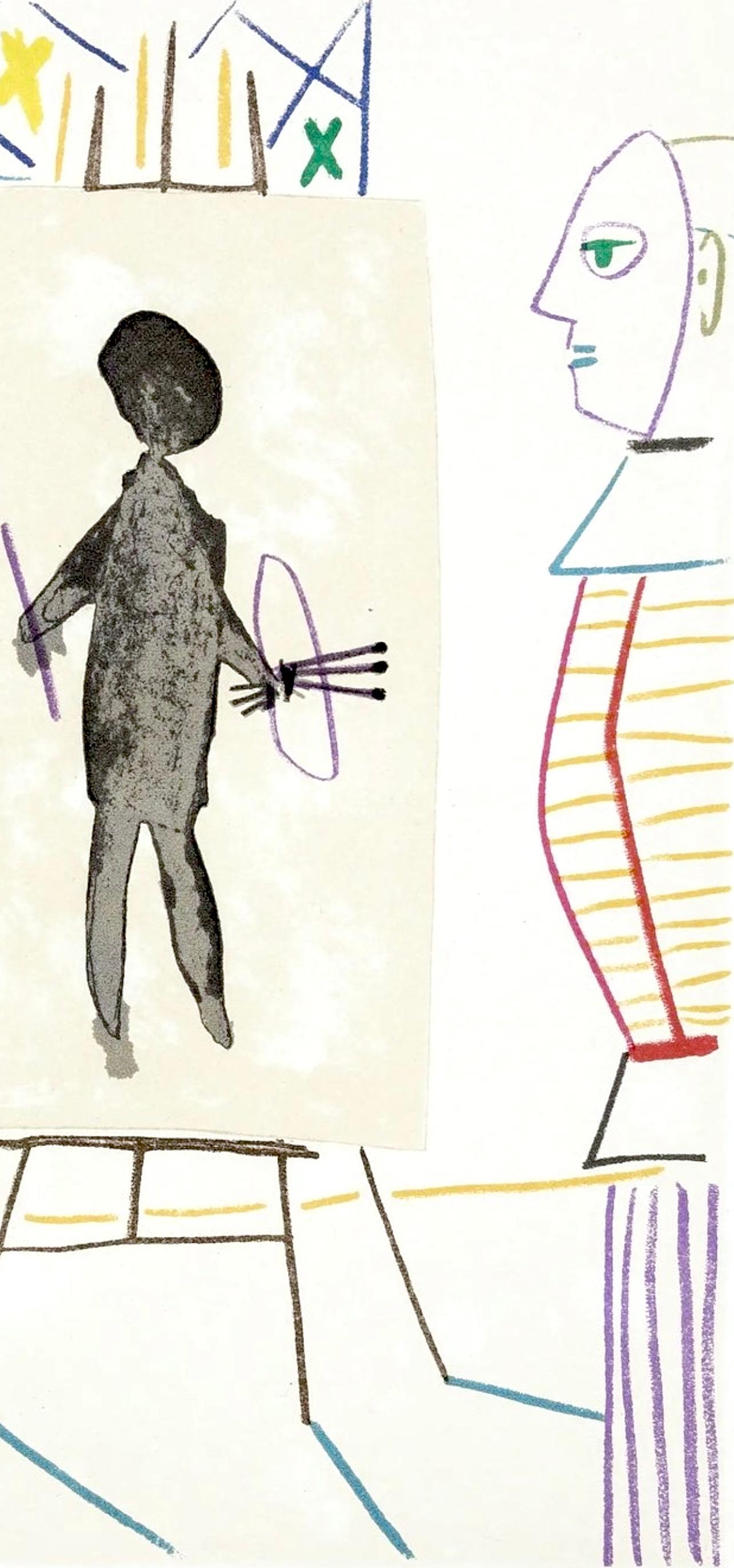 Picasso, Composition, La Comédie Humaine, Verve: Revue Artistique (after) - White Abstract Print by Pablo Picasso