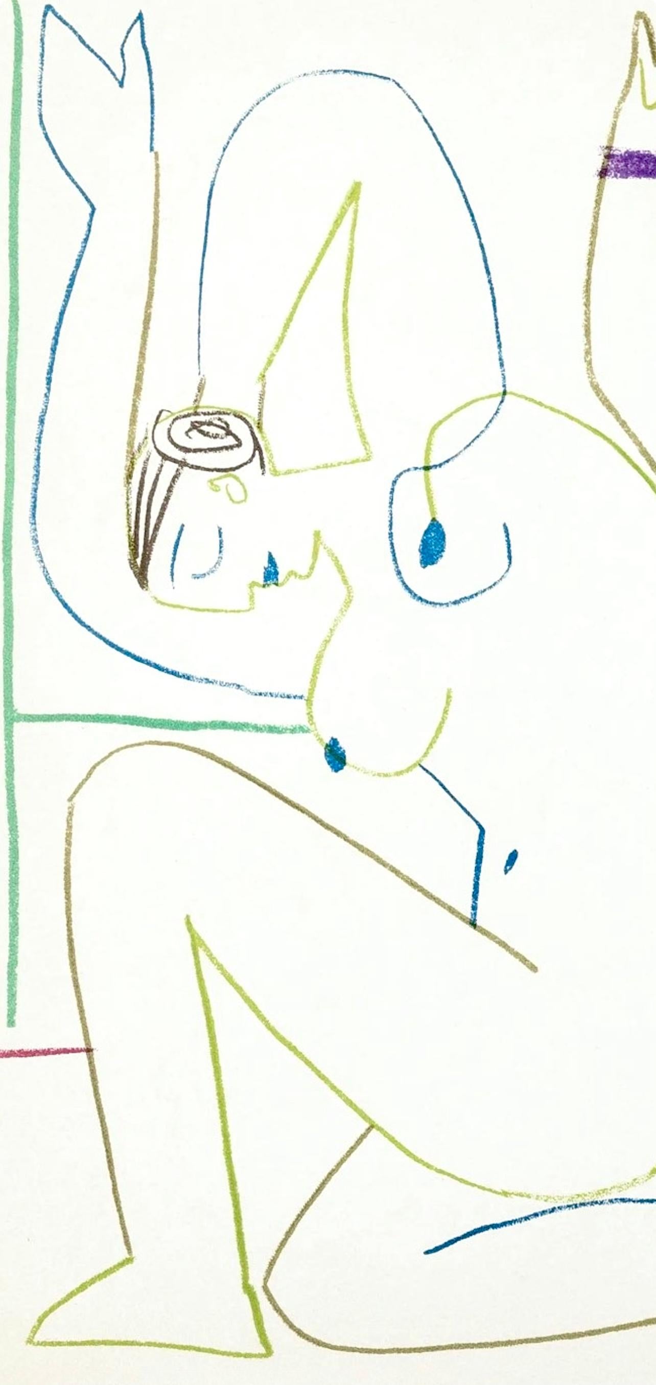 Picasso, Composition, La Comédie Humaine, Verve: Revue Artistique (after) - Gray Abstract Print by Pablo Picasso