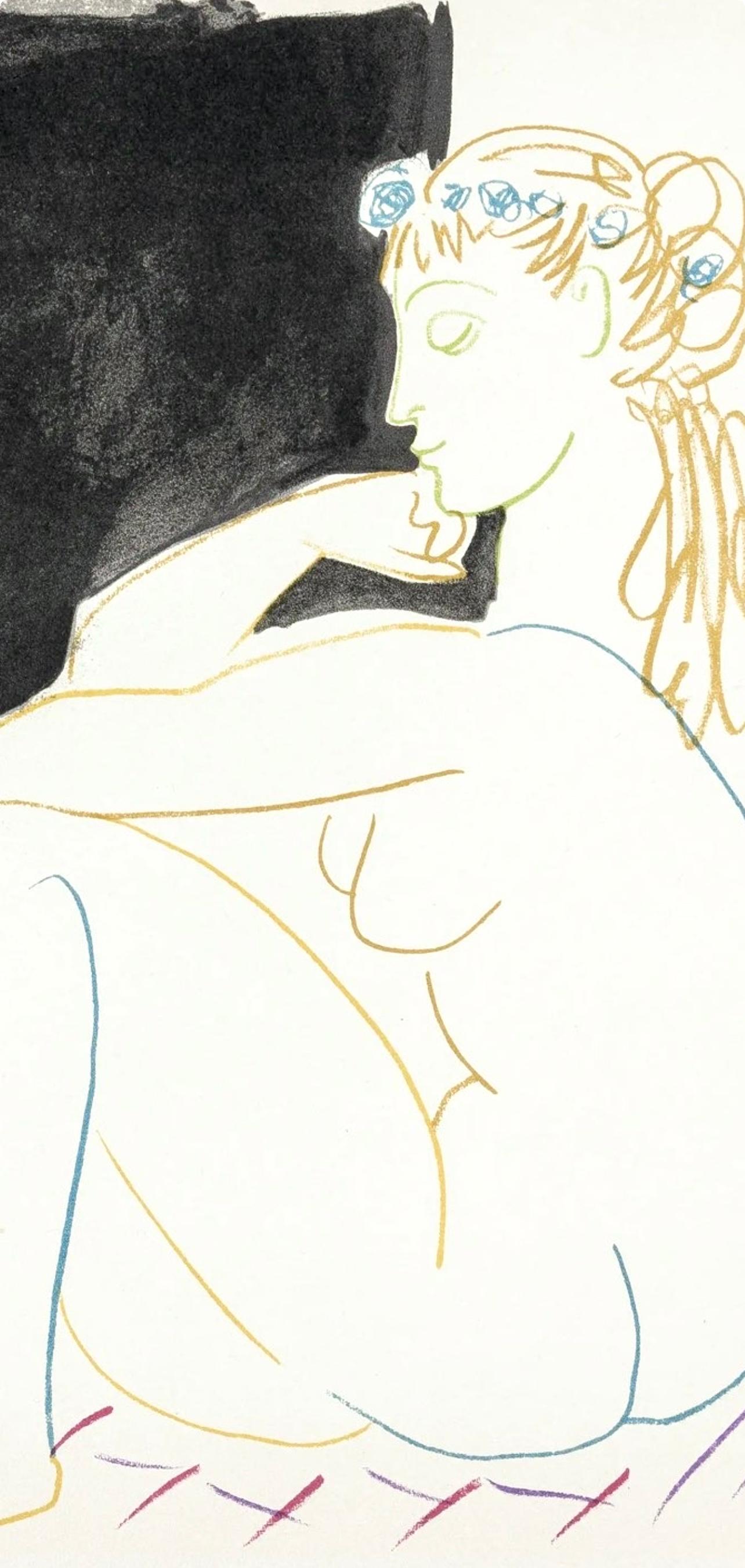 Picasso, Komposition, La Comédie Humaine, Verve: Revue Artistique (nach) (Weiß), Abstract Print, von Pablo Picasso