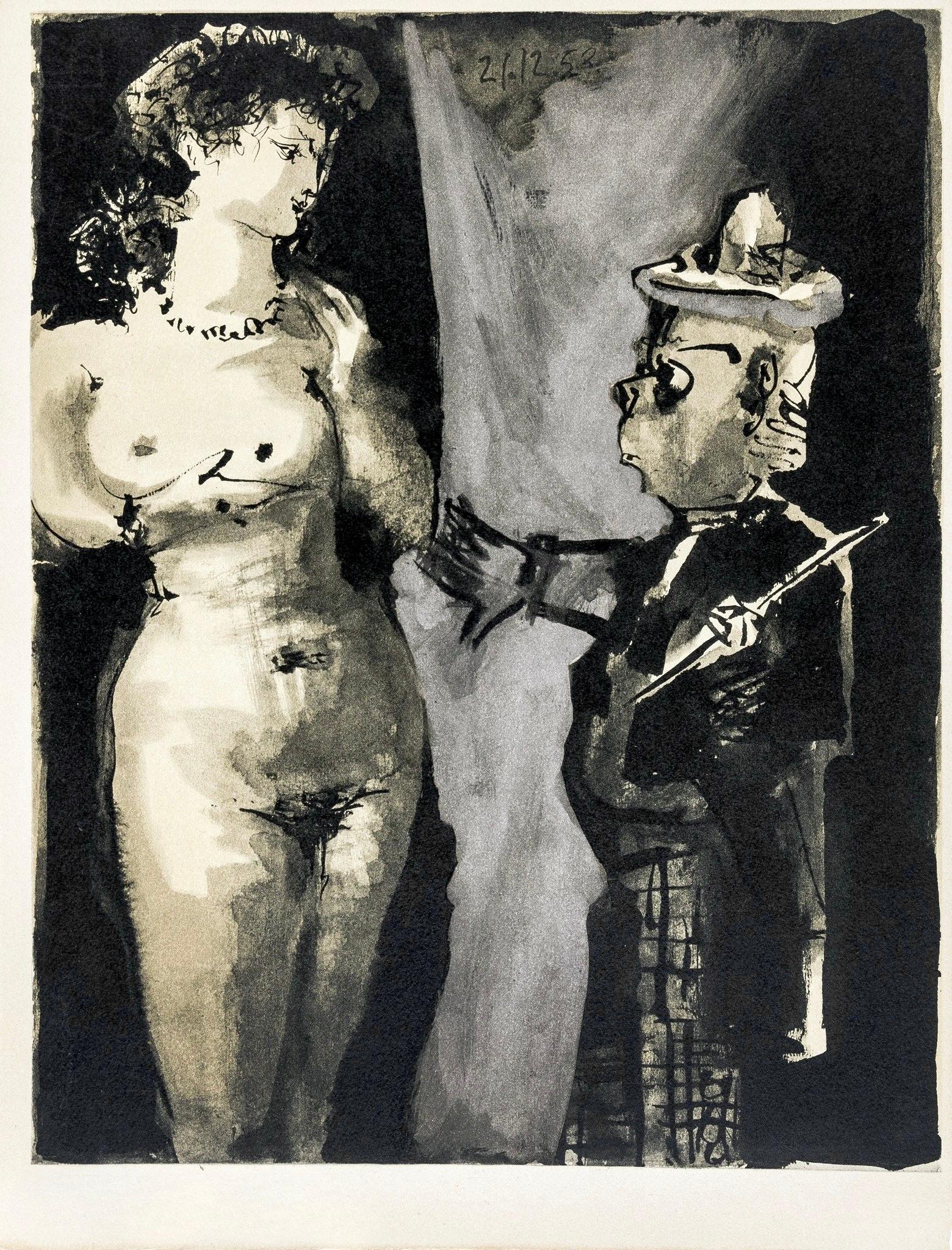 Picasso, Komposition, La Comédie Humaine, Verve: Revue Artistique (nach) (Schwarz), Abstract Print, von Pablo Picasso