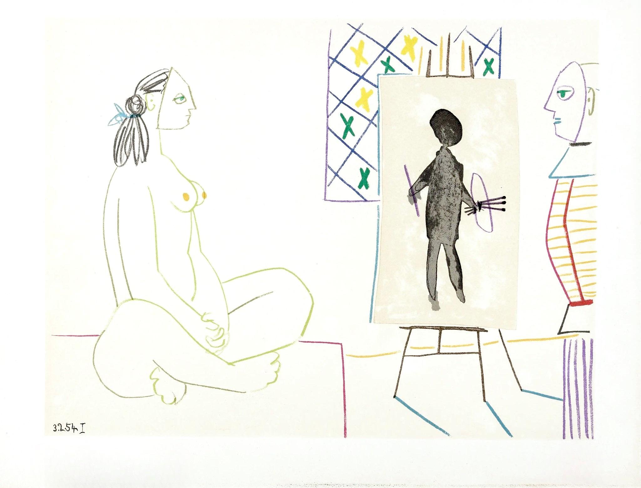 Lithograph on vélin des Papeteries du Marais paper. Paper Size: 10.25 x 14 inches. Inscription: Unsigned and unnumbered, as issued. Notes: From the album, La Comédie Humaine, Suite de 15 dessins de Picasso, Verve: Revue Artistique et Littéraire,