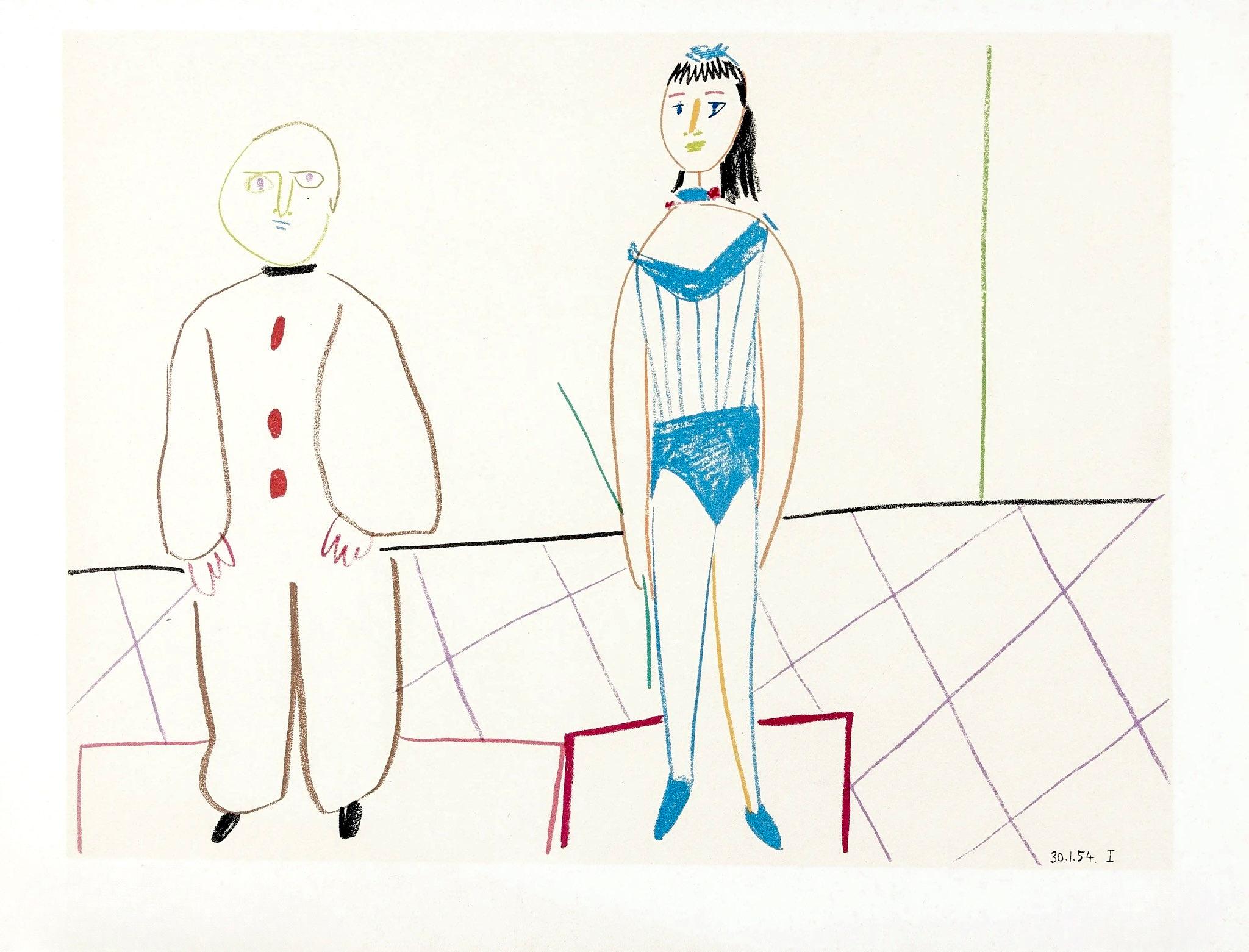 Lithograph on vélin des Papeteries du Marais paper. Paper Size: 10.25 x 14 inches. Inscription: Unsigned and unnumbered, as issued. Notes: From the album, La Comédie Humaine, Suite de 15 dessins de Picasso, Verve: Revue Artistique et Littéraire,