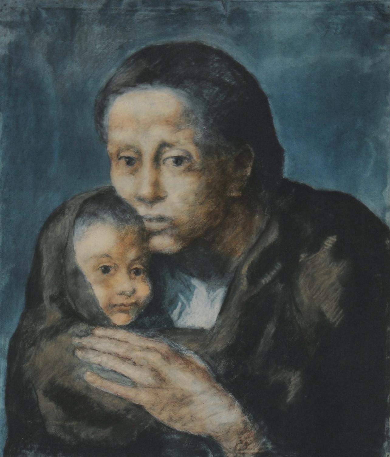 Pablo Picasso Figurative Print - Picasso, Composition, Les Bleus de Barcelone (after)