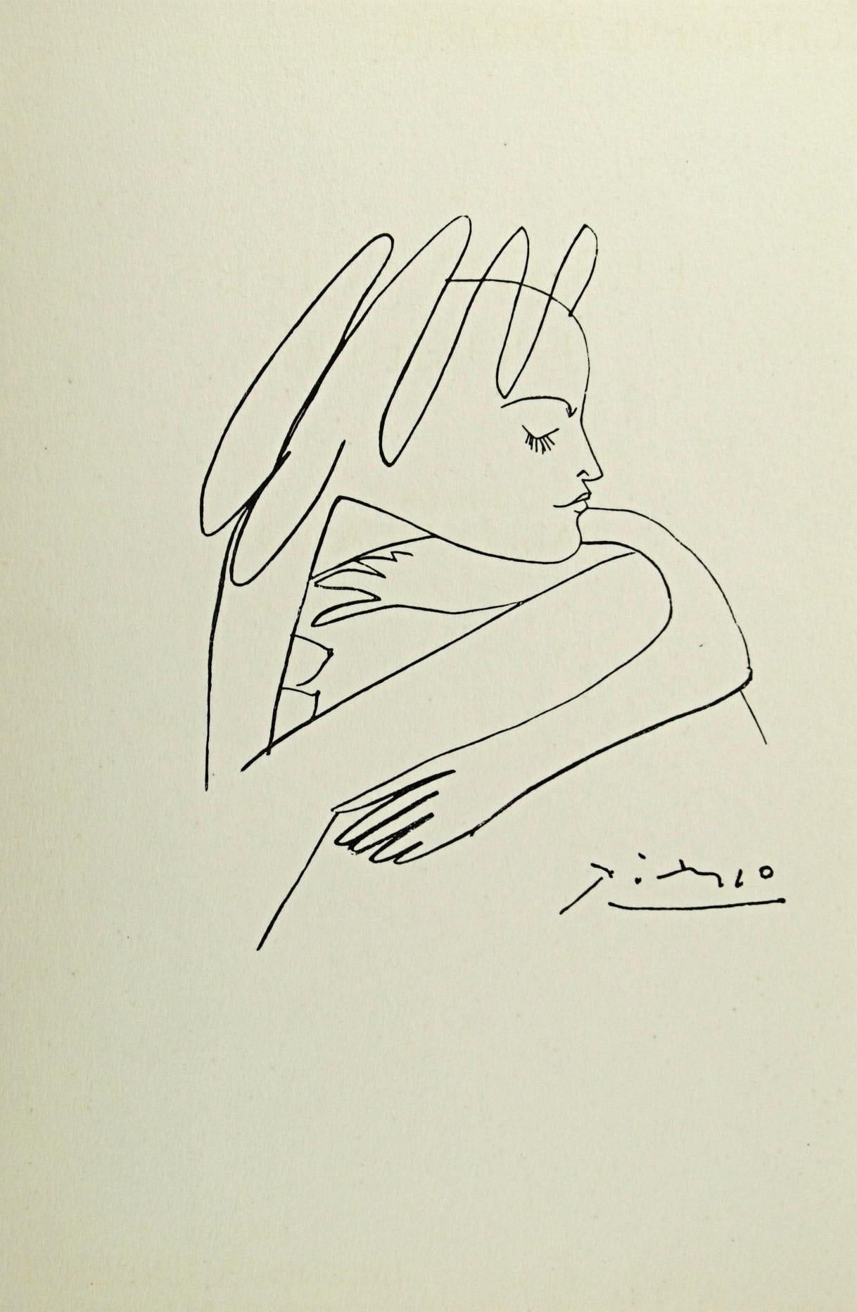 Lithograph on vélin paper. Inscription: signed in the plate and unnumbered, as issued. Good condition. Notes: from the album, Les Cavaliers d'Ombre; Sous le Manteau de Feu, 1956. Published and printed by L'Académie française, Paris, under the