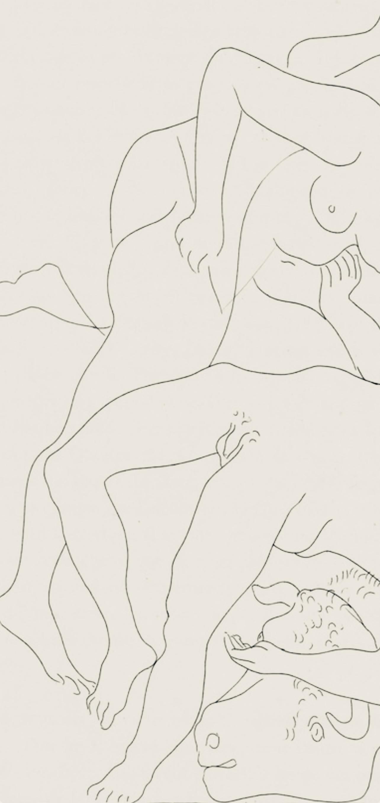 Picasso, Composition, Les Métamorphoses (d'après) - Beige Figurative Print par Pablo Picasso